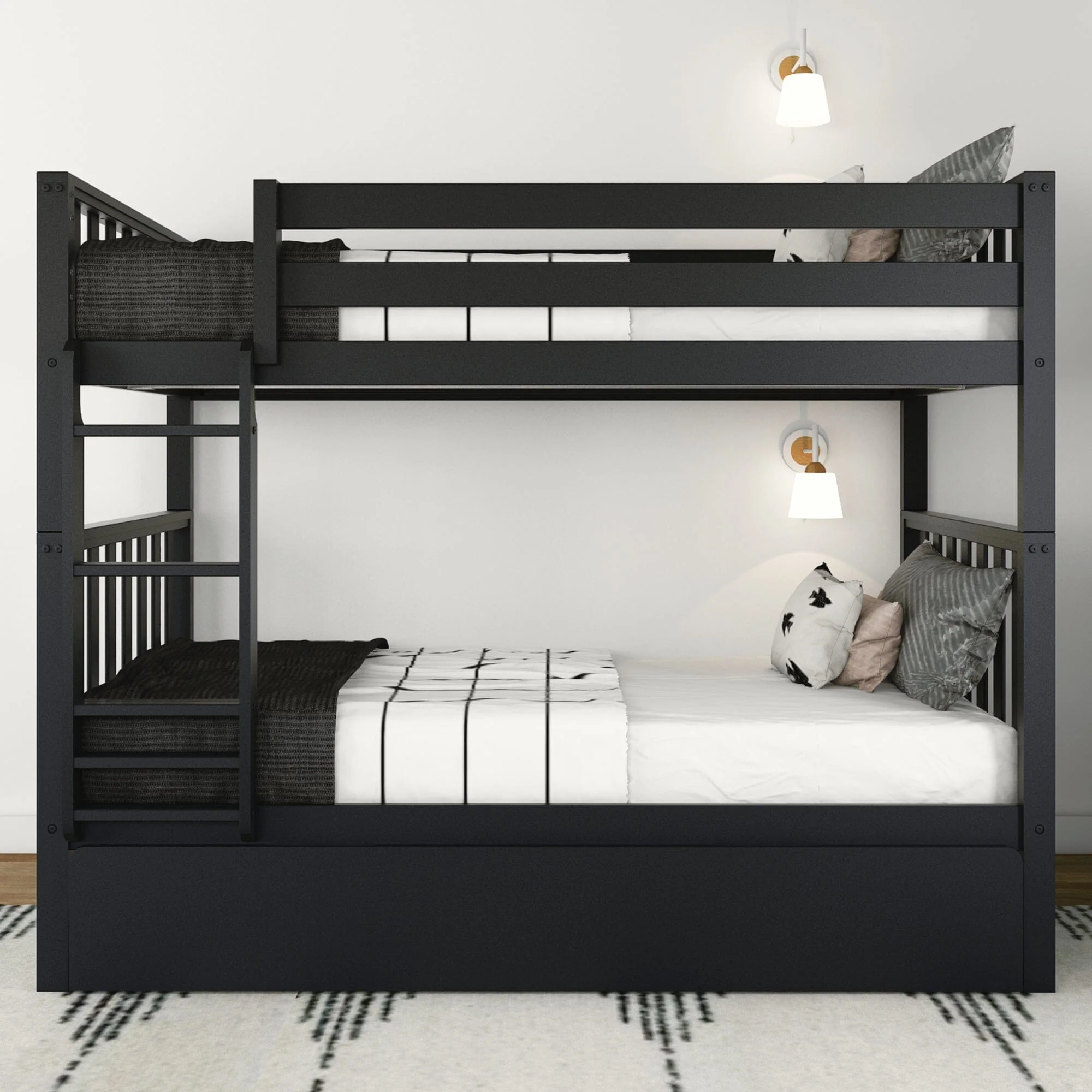 Scandinavian Twin Over Twin Bunk Bed With Trundle - Image 7