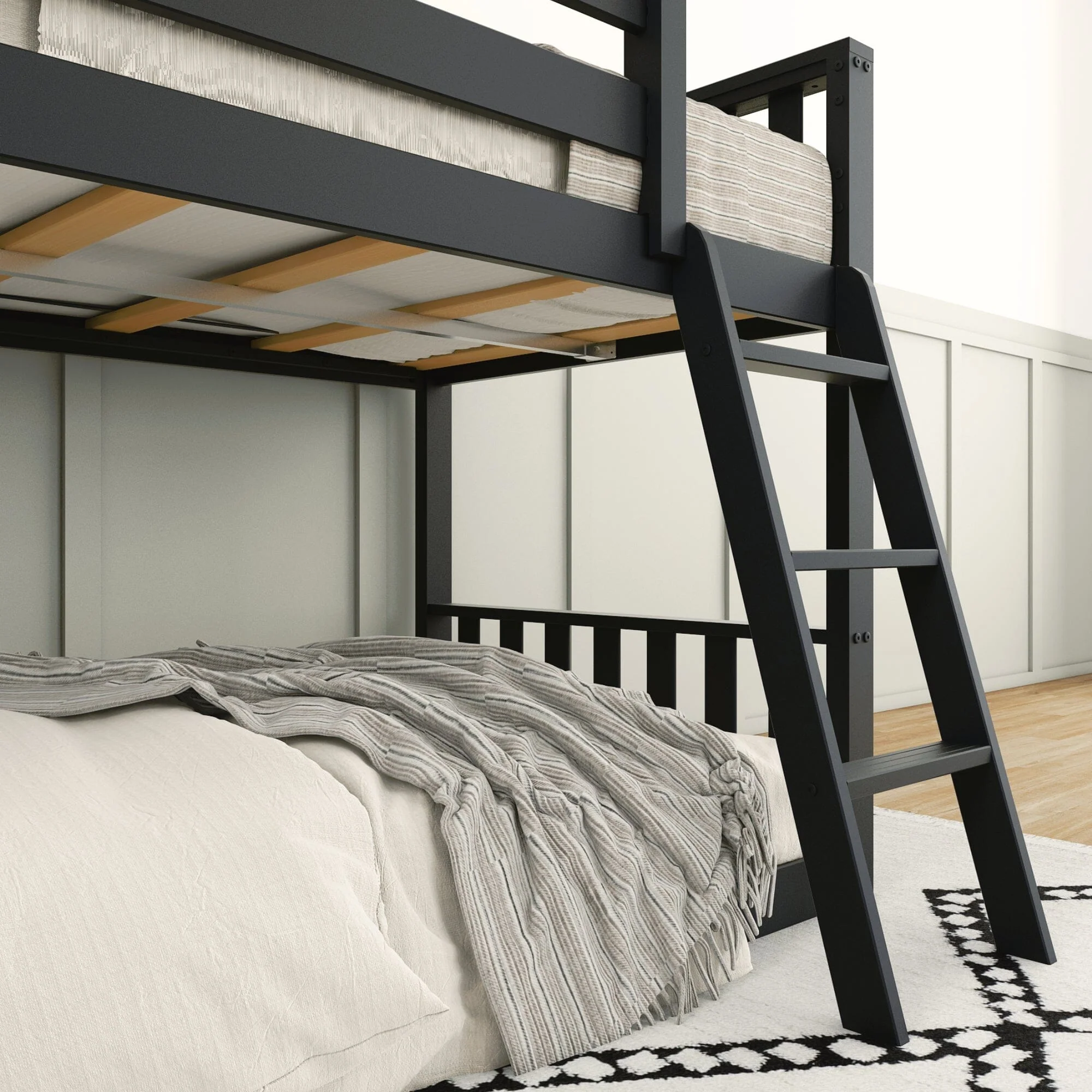 Scandinavian Twin Over Twin Low Bunk Bed - Image 19