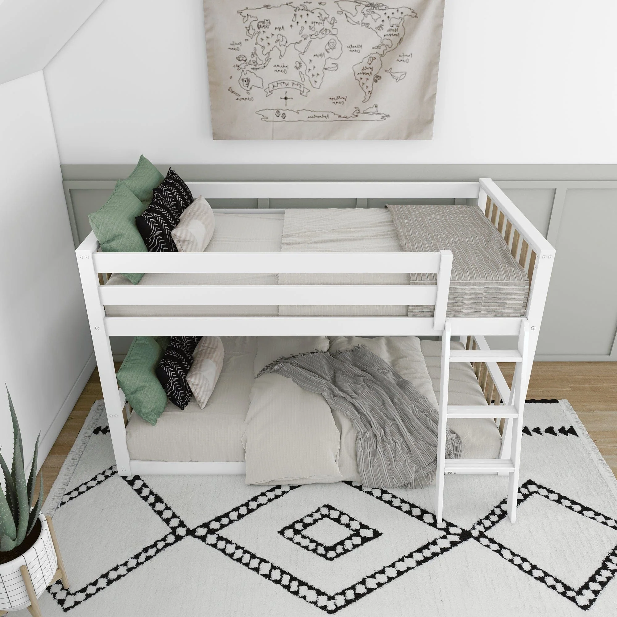 Scandinavian Twin Over Twin Low Bunk Bed - Image 21