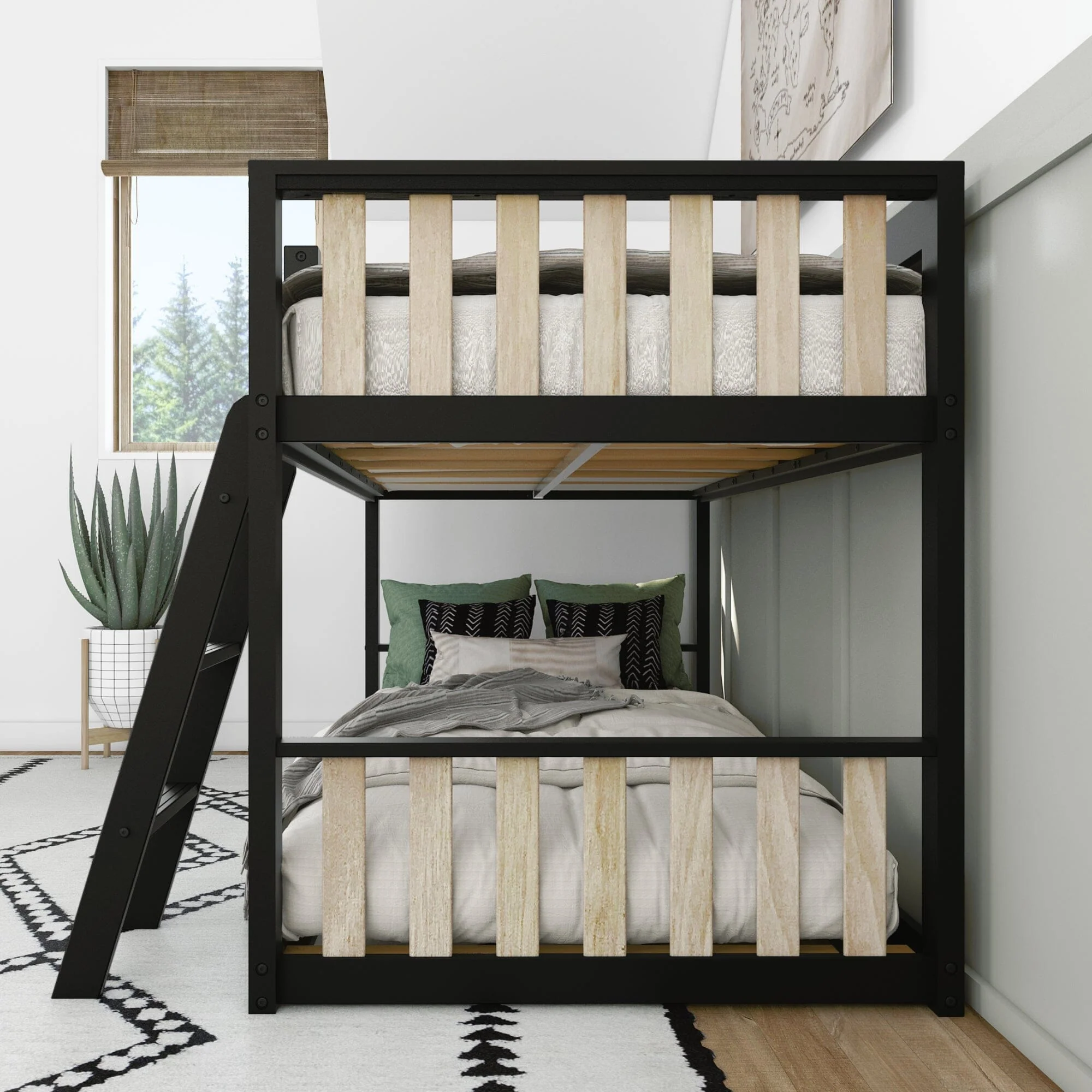 Scandinavian Twin Over Twin Low Bunk Bed - Image 9