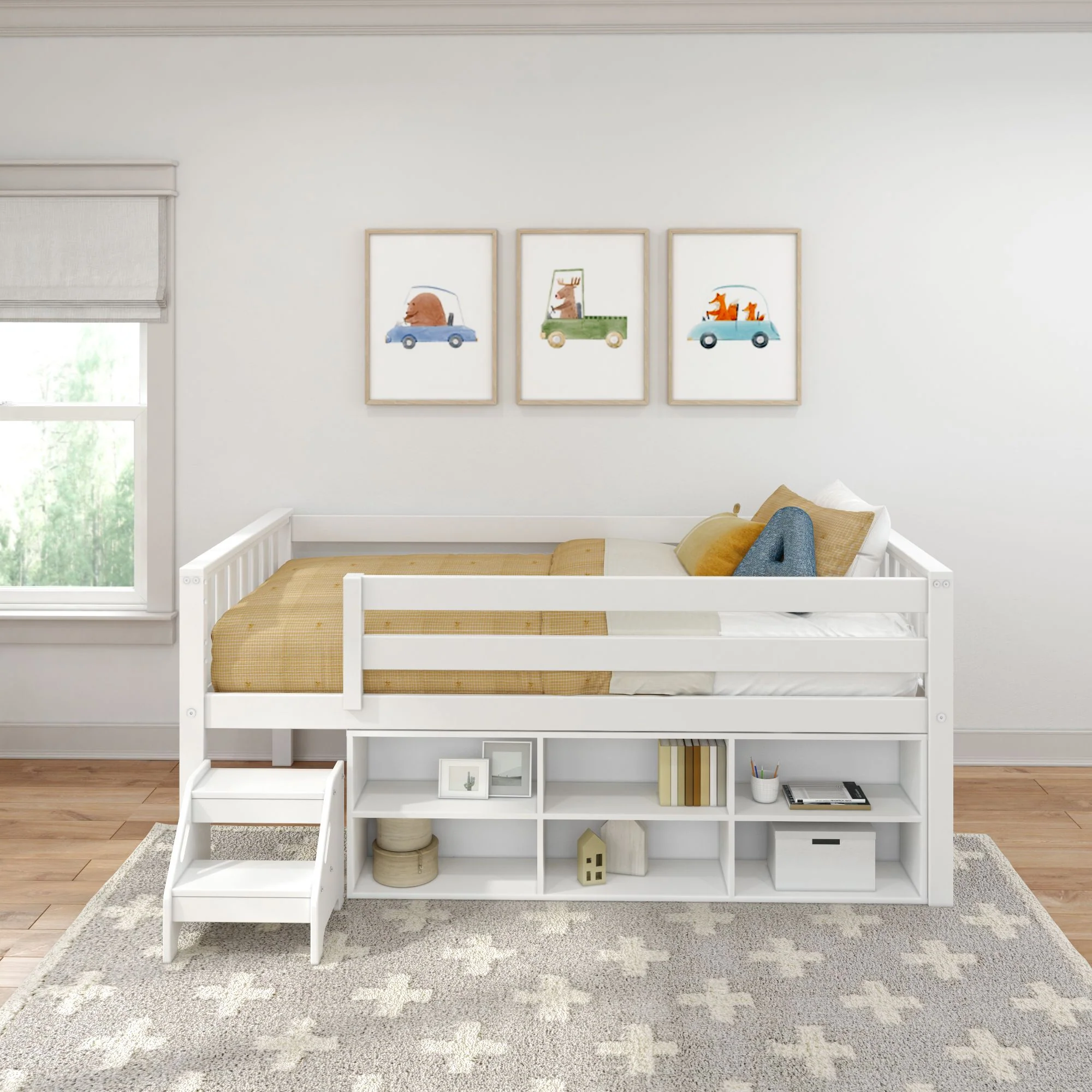 Soren Twin Ultra Low Loft Bed With Bookcase - Image 3
