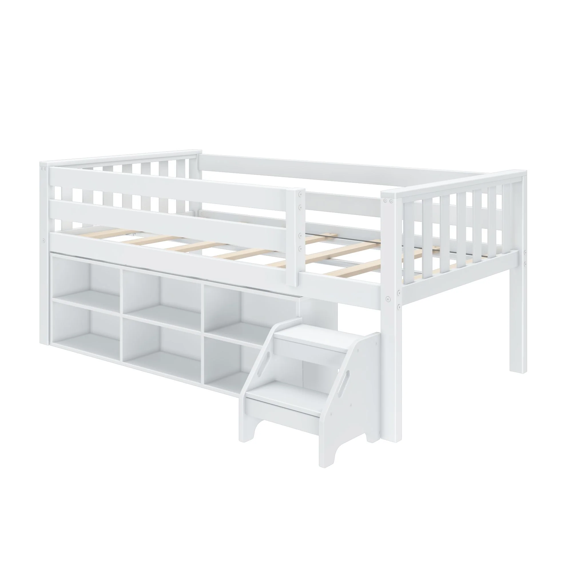 Soren Twin Ultra Low Loft Bed With Bookcase - Image 4