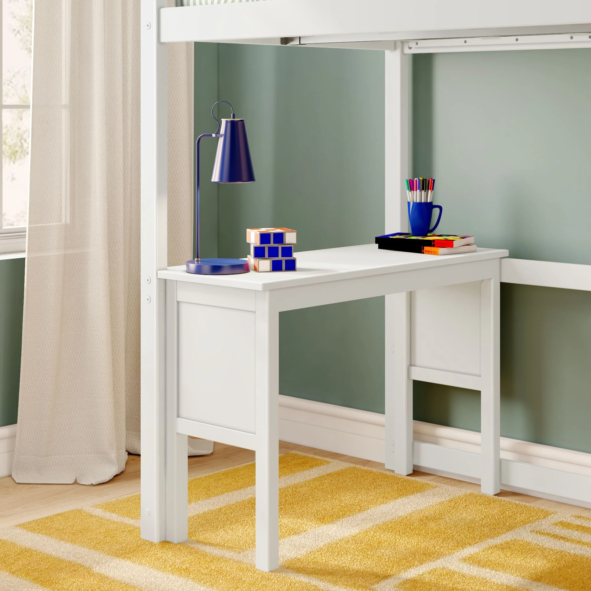 Twin Loft Bed With Desk & Ladder On End - Image 14