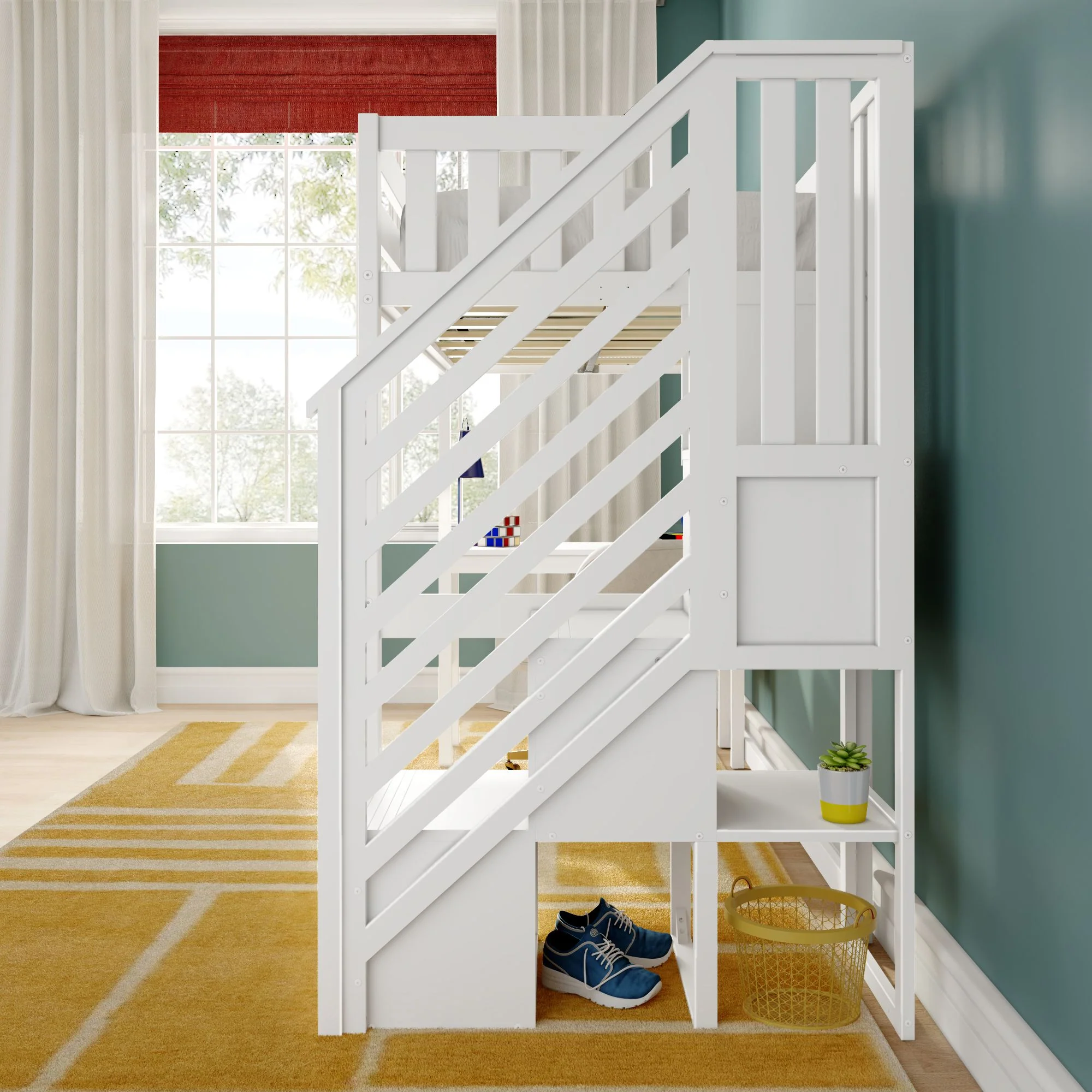Twin Loft Bed With Desk & Stairs - Image 12