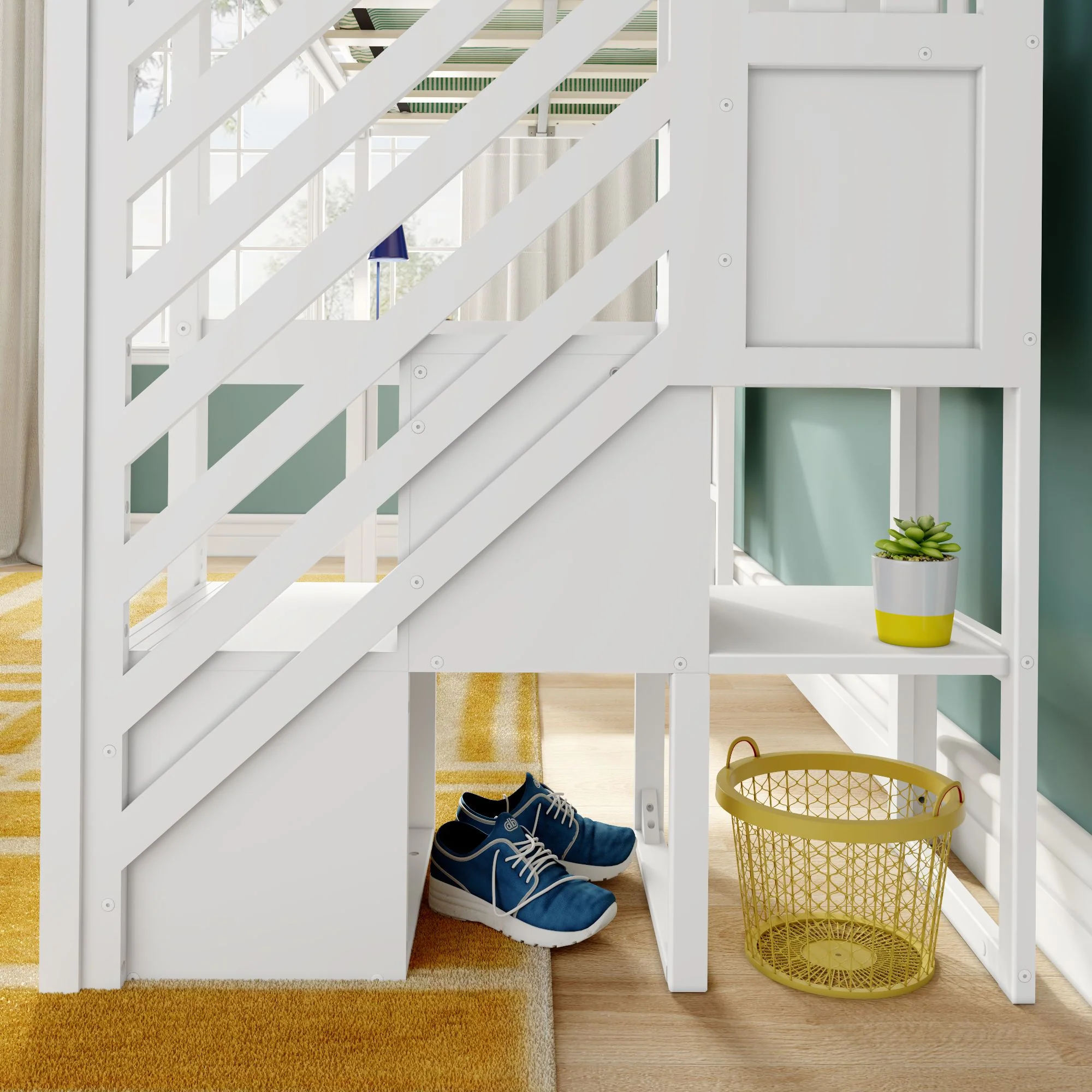 Twin Loft Bed With Desk & Stairs - Image 16