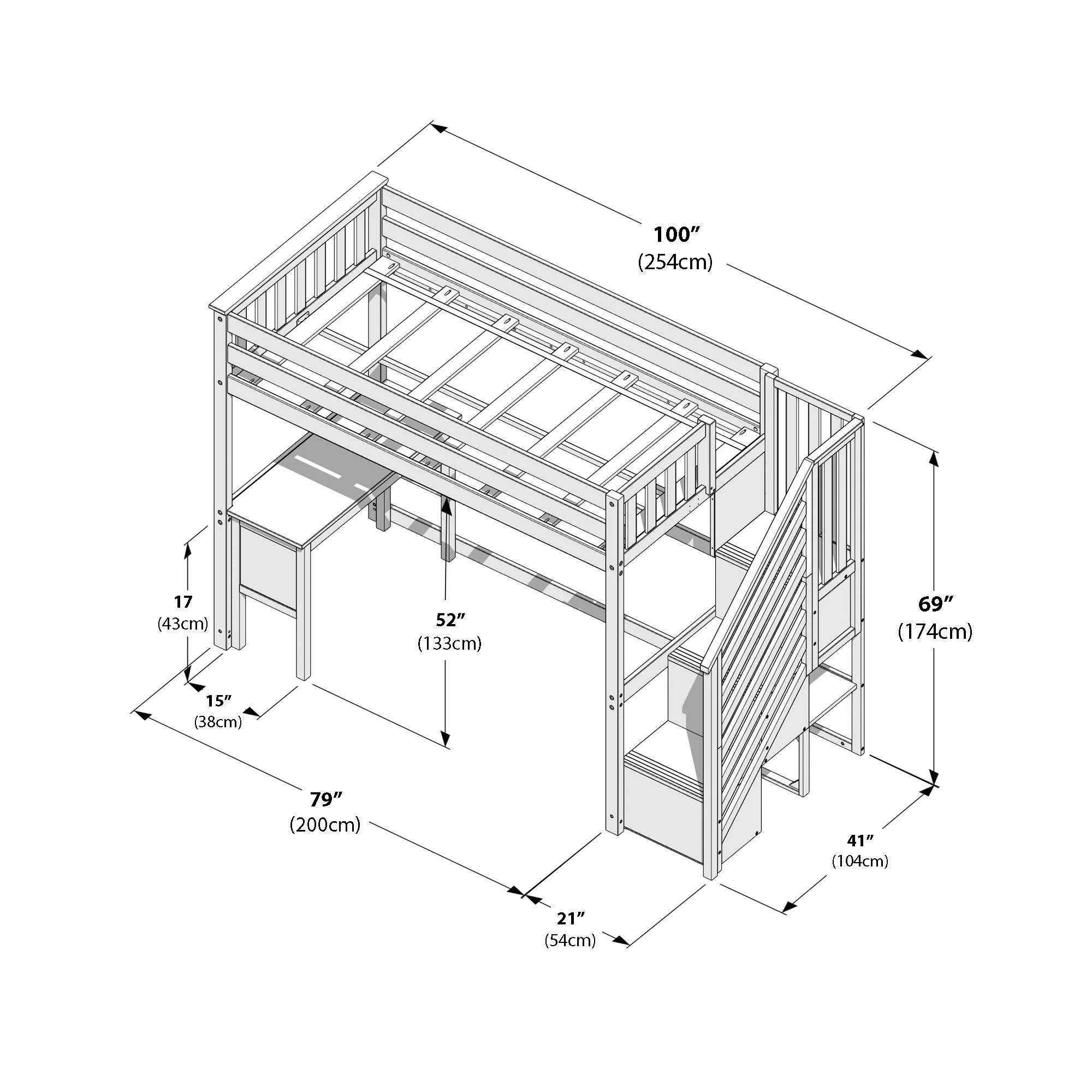 Twin Loft Bed With Desk & Stairs - Image 24