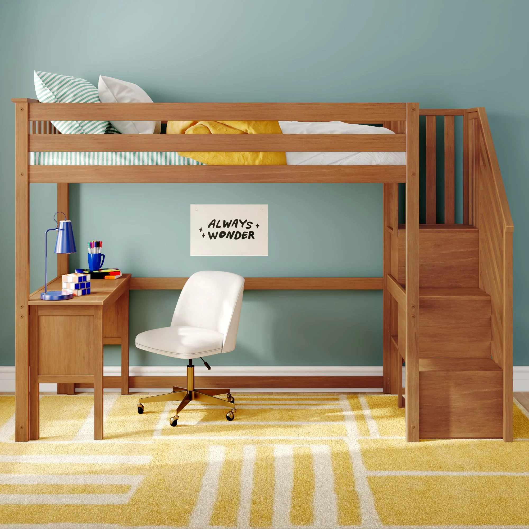Twin Loft Bed With Desk & Stairs - Image 3