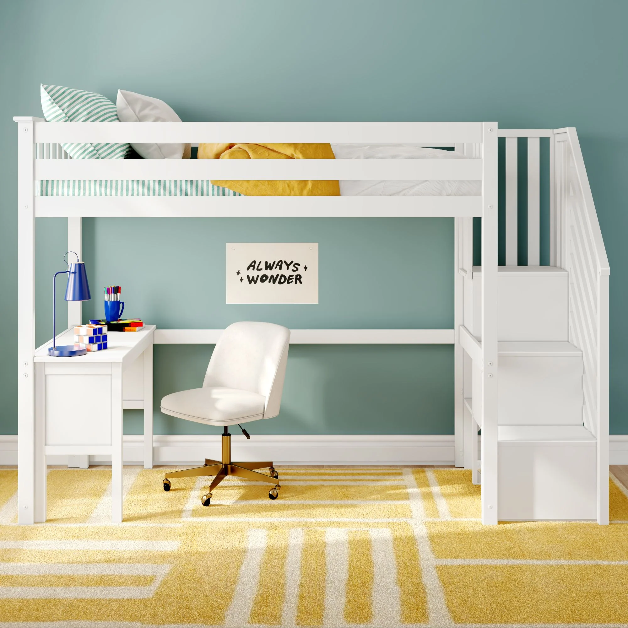 Twin Loft Bed With Desk & Stairs - Image 4