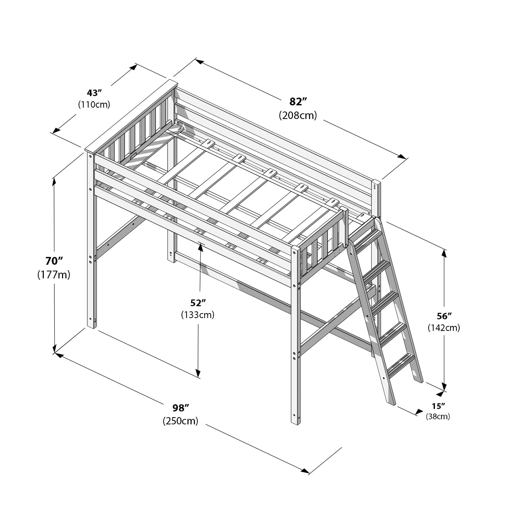 Twin Loft Bed With Ladder on End - Image 28