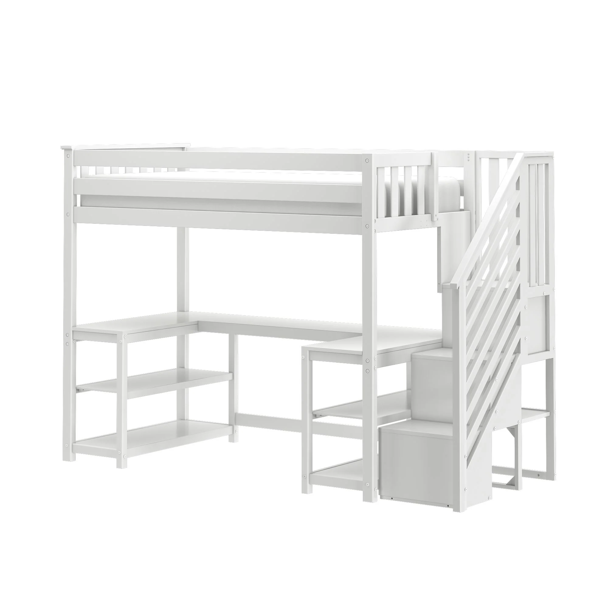 Twin Loft Bed With Wraparound Desk & Stairs - Image 3