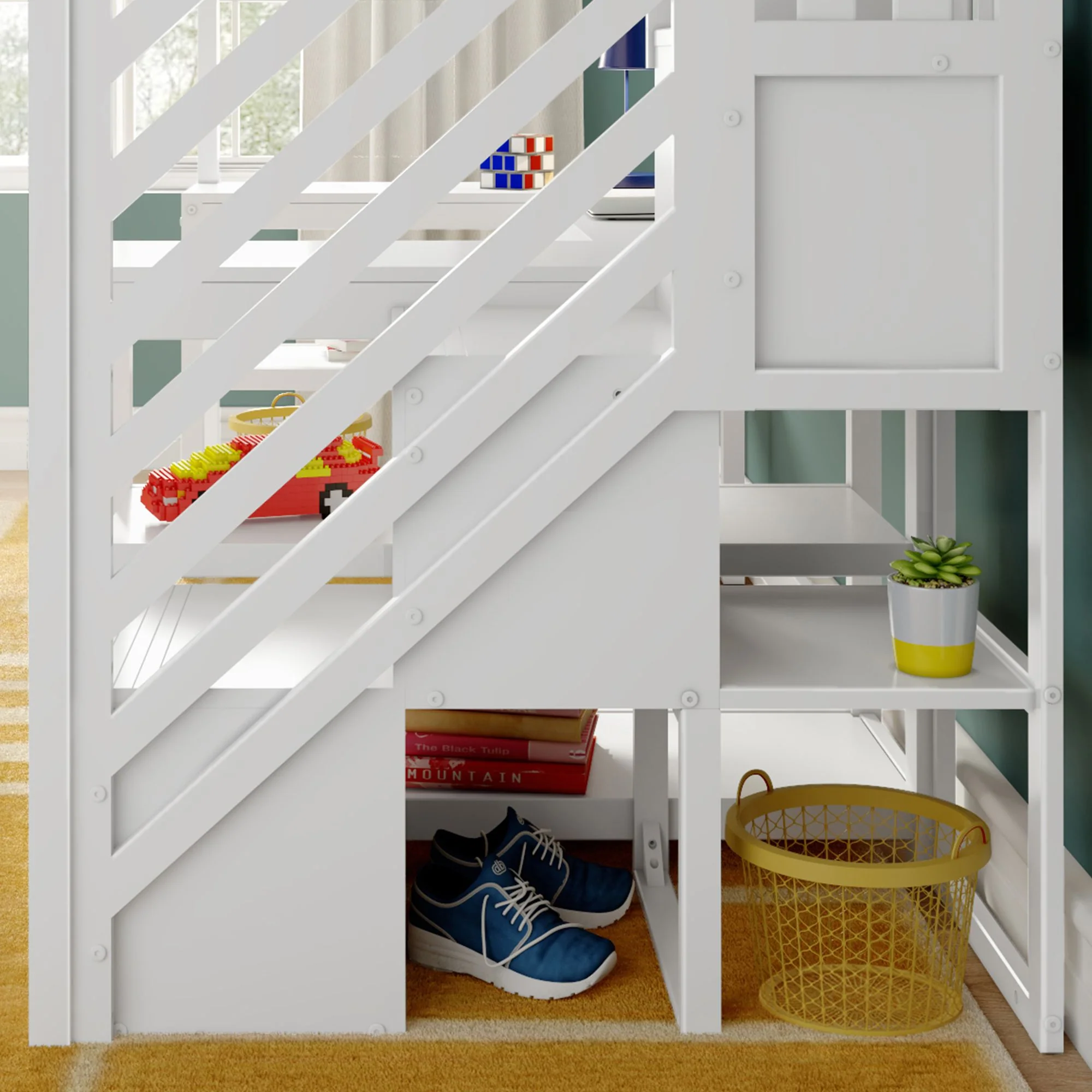 Twin Loft Bed With Wraparound Desk & Stairs - Image 8