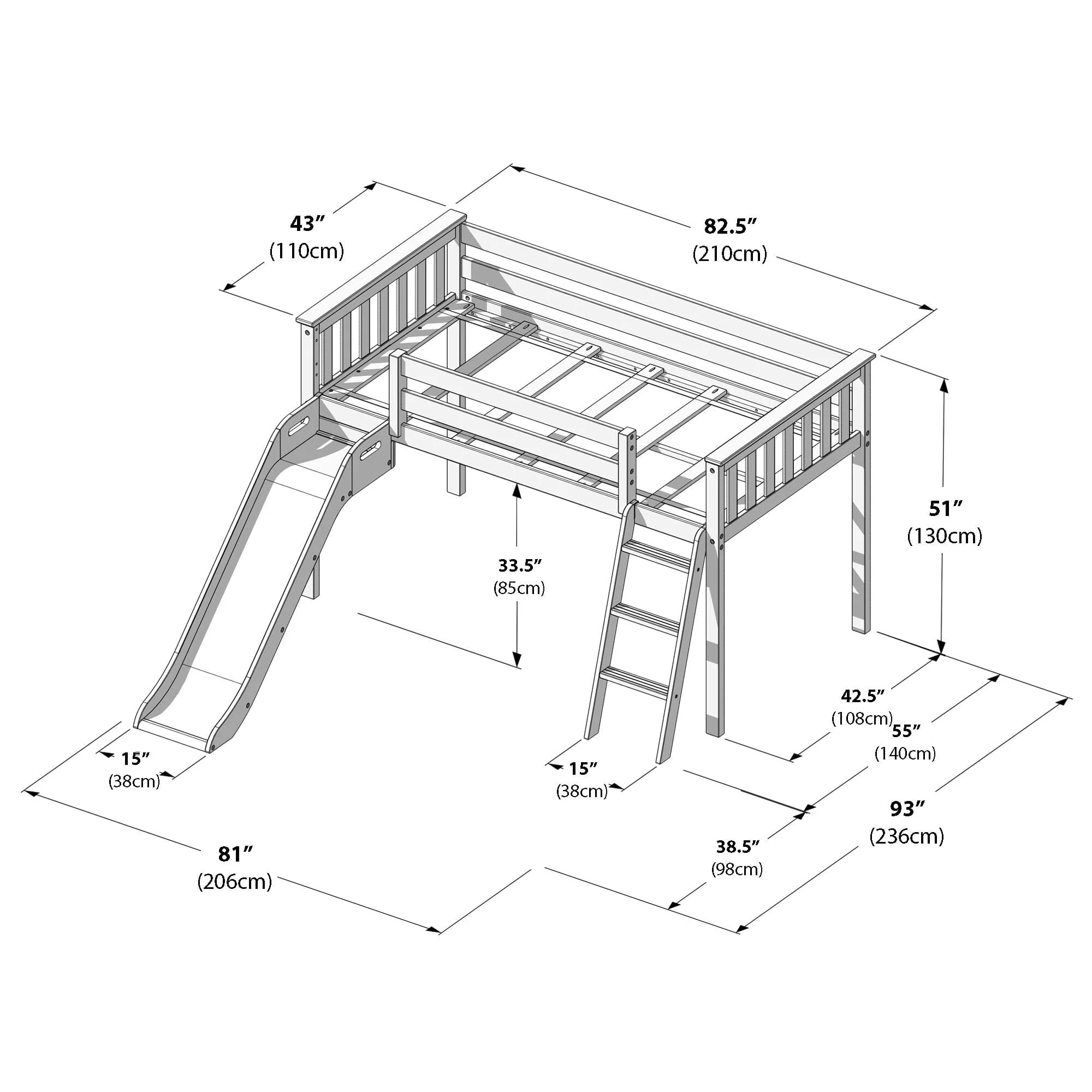 Twin Low Loft Bed With Slide - Image 37