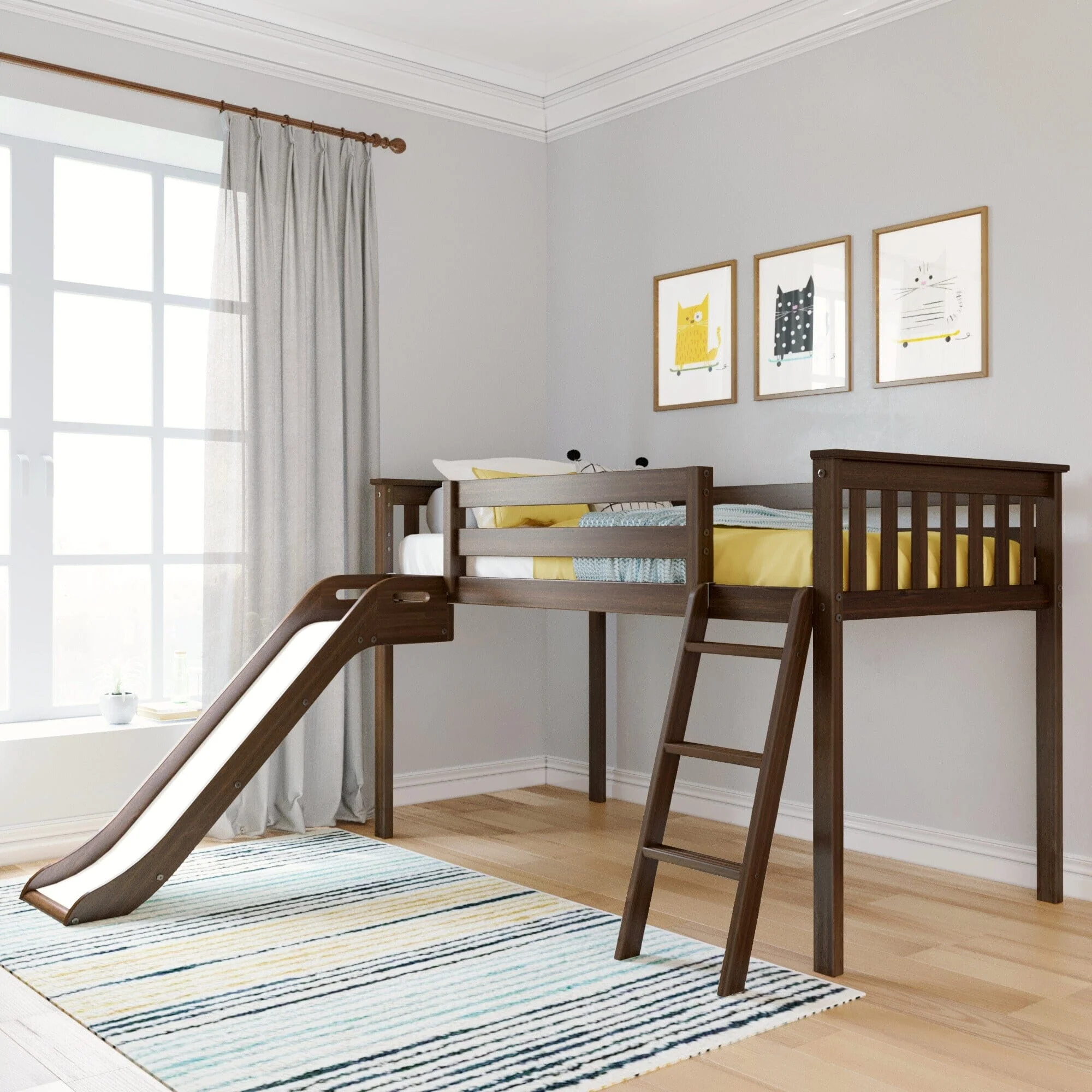 Twin Low Loft Bed With Slide - Image 4