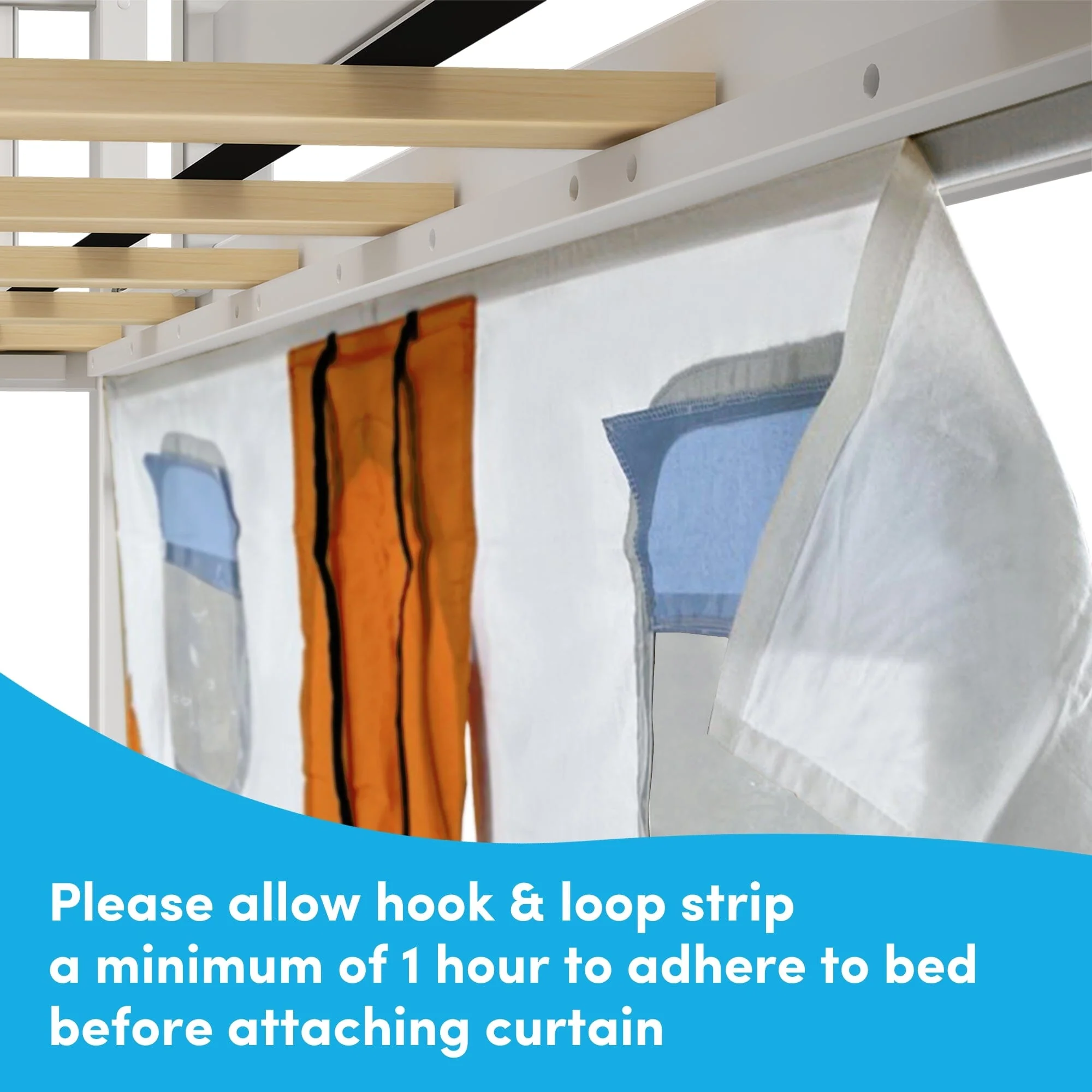 Twin Low Loft Bed with Slide & Camper Van Curtain - Image 10