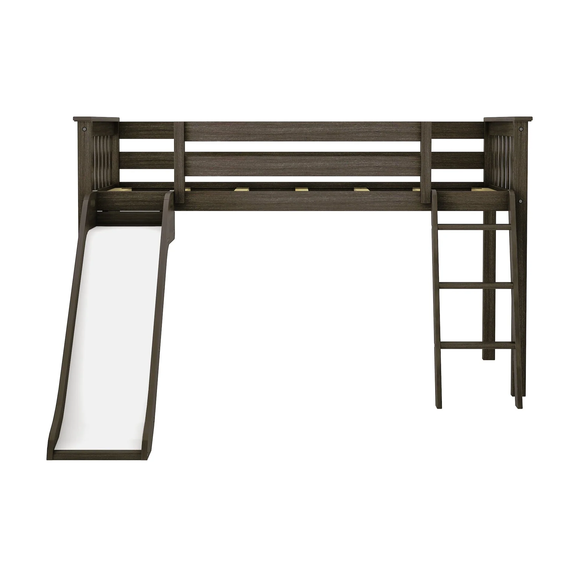 Twin Low Loft Bed with Slide & Firetruck Curtain - Image 8