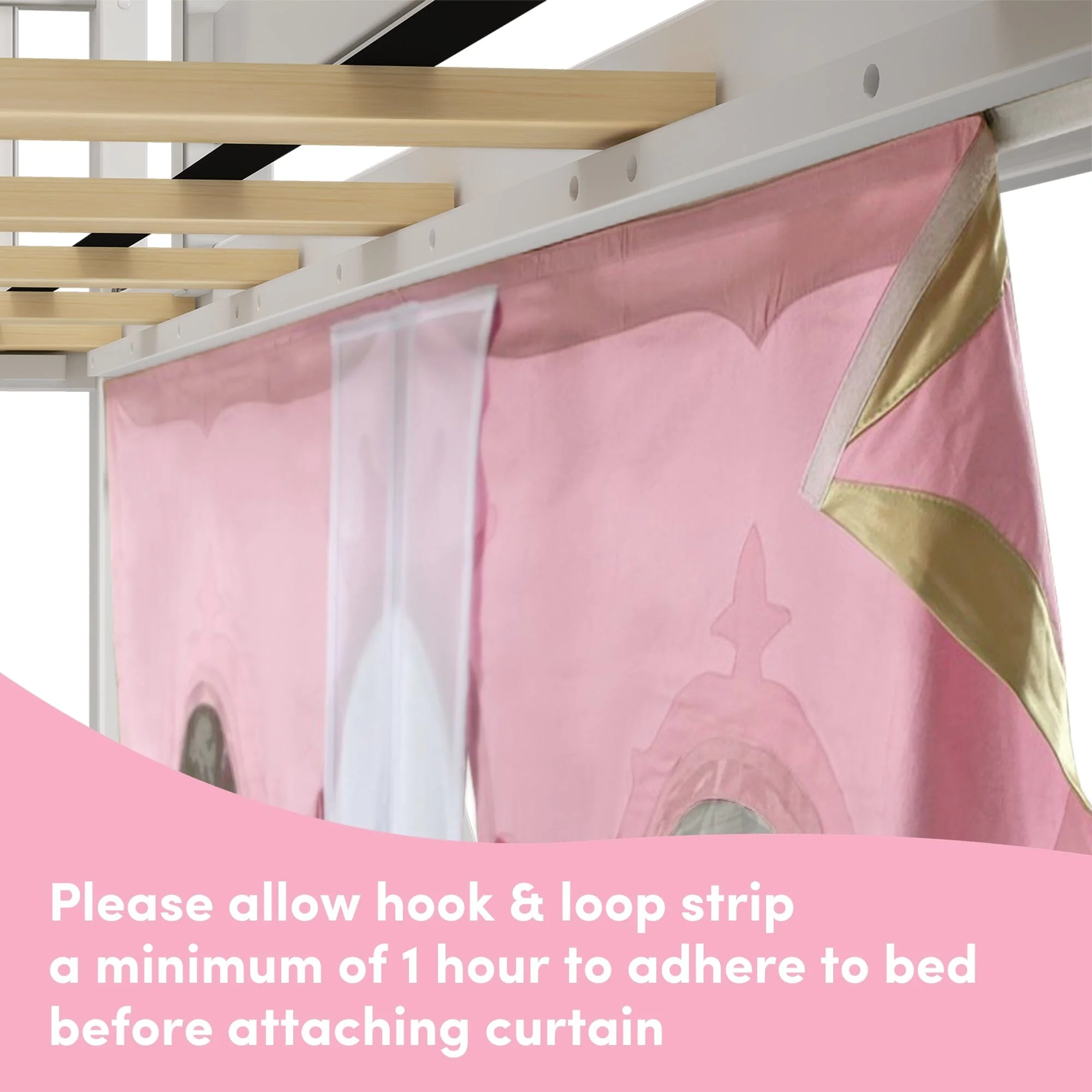 Twin Low Loft Bed with Slide & Princess Curtain - Image 10