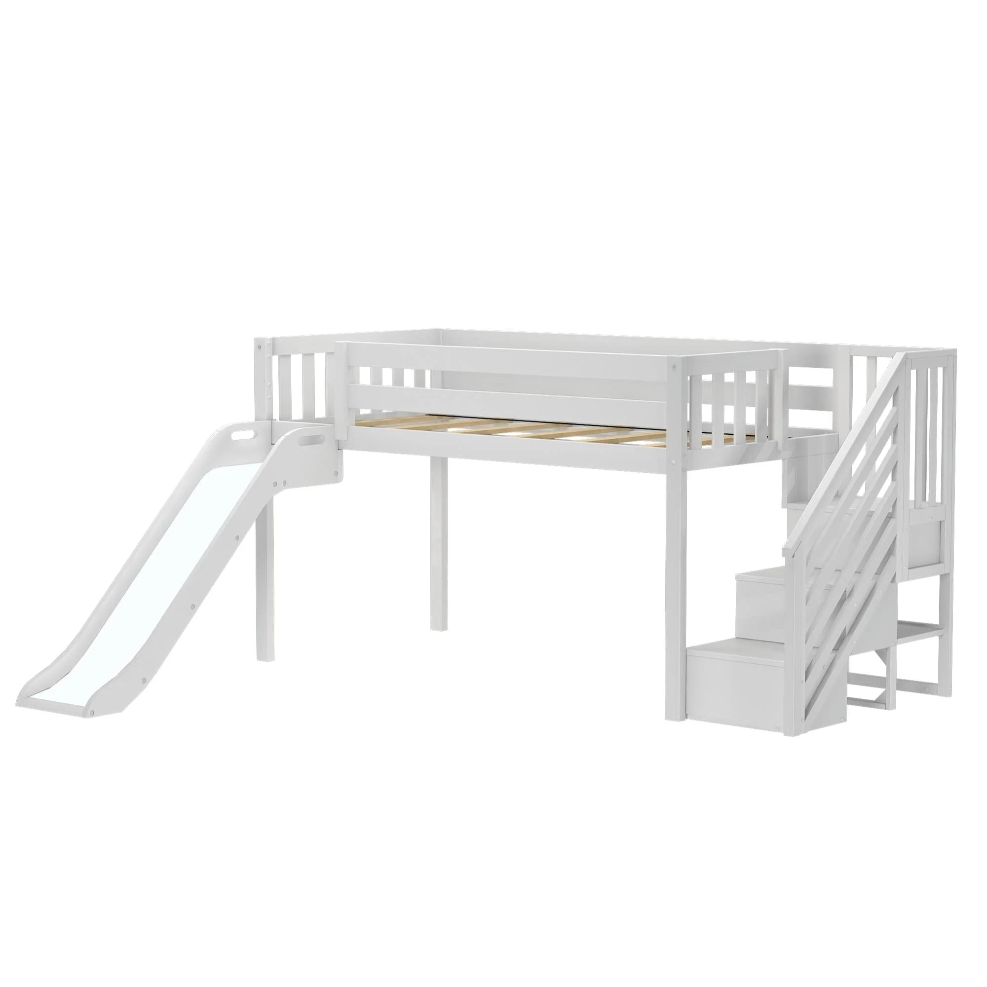 Twin Low Loft Bed With Slide & Stairs - Image 5