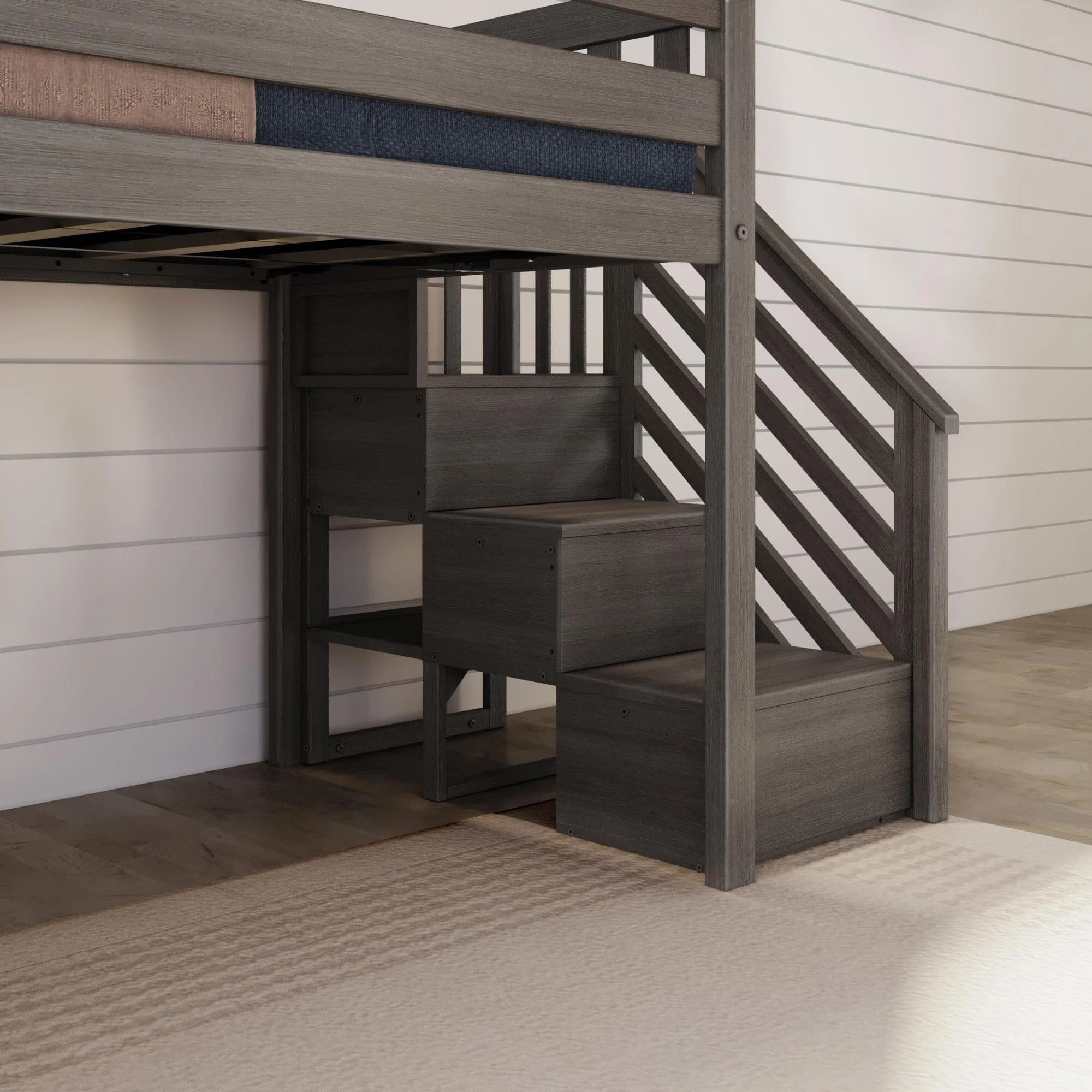 Twin Low Loft Bed With Slide & Stairs - Image 8