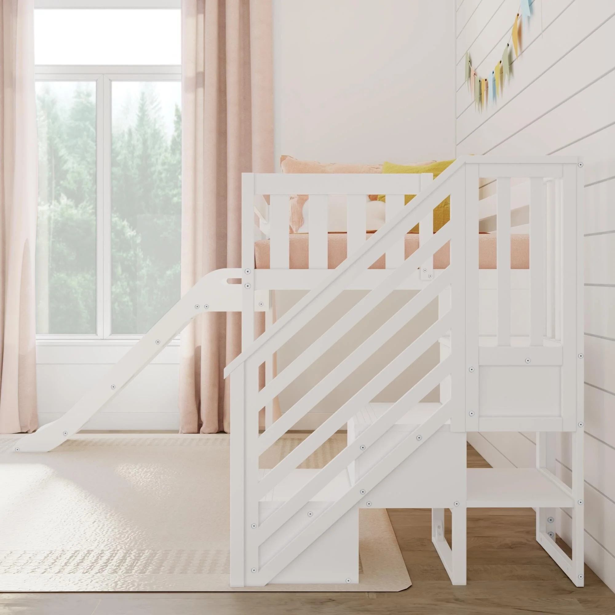 Twin Low Loft Bed With Slide & Stairs - Image 9