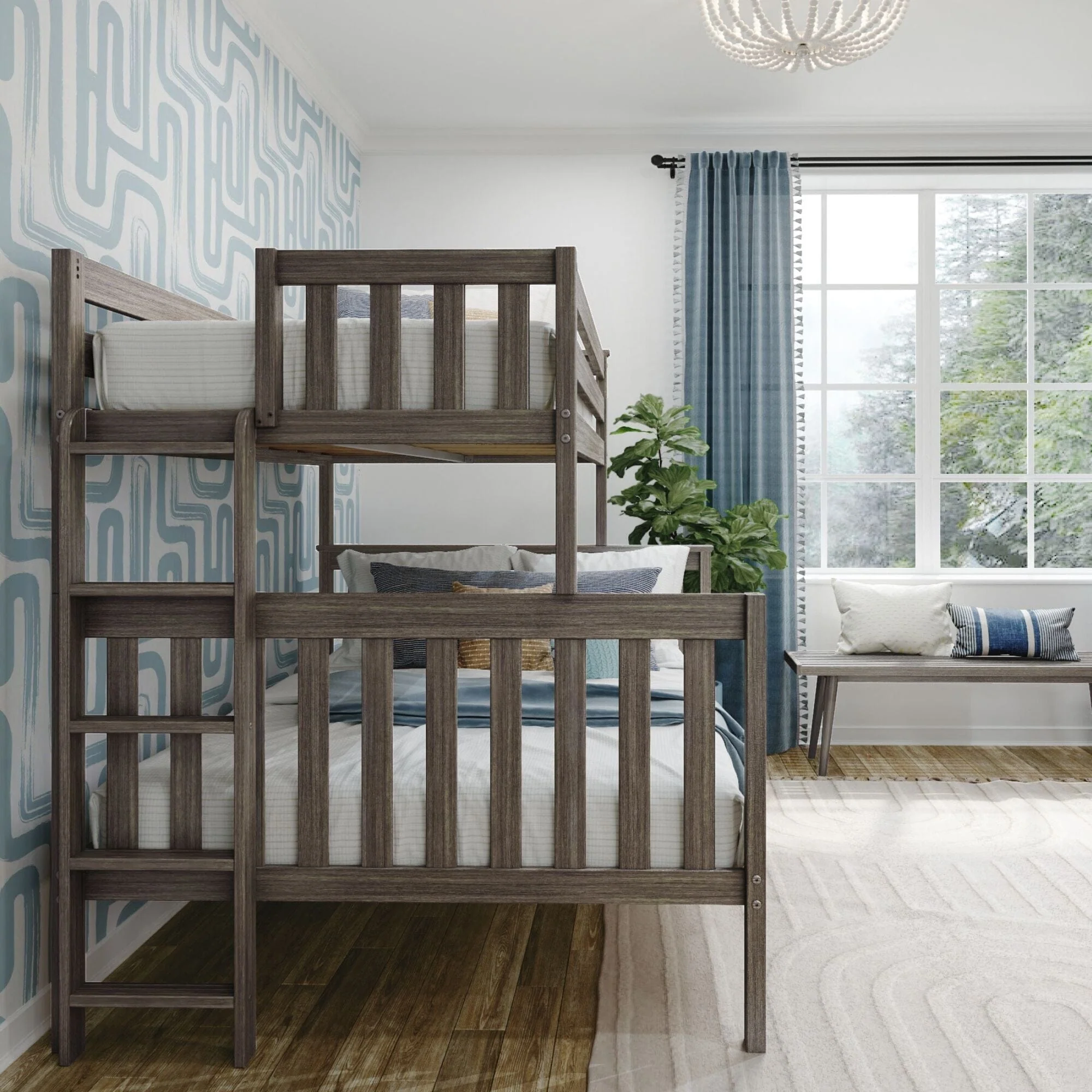 Twin Over Full Bunk Bed With Ladder on End - Image 22