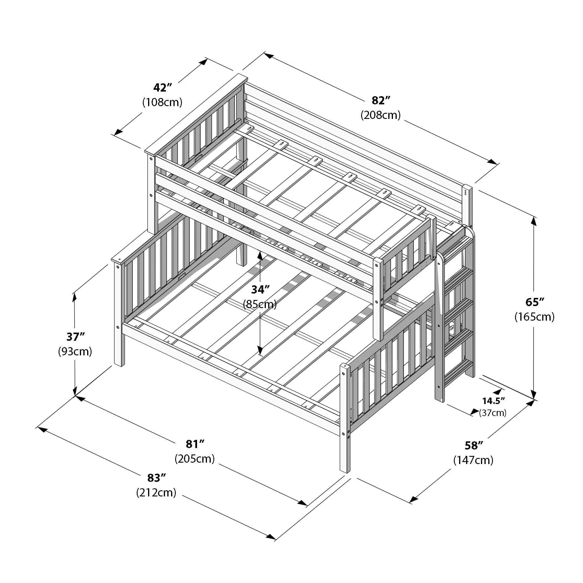 Twin Over Full Bunk Bed With Ladder on End - Image 34