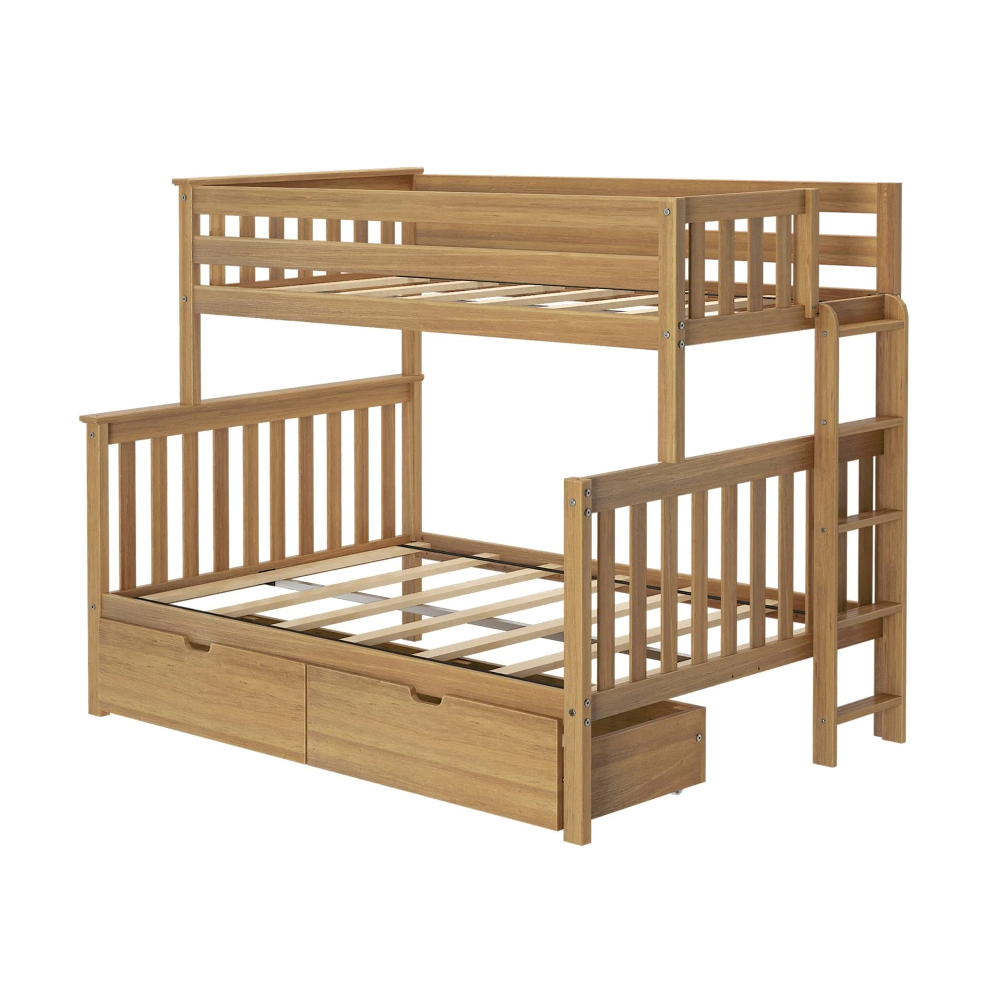 Twin Over Full Bunk Bed With Storage Drawers & Ladder on End - Image 10