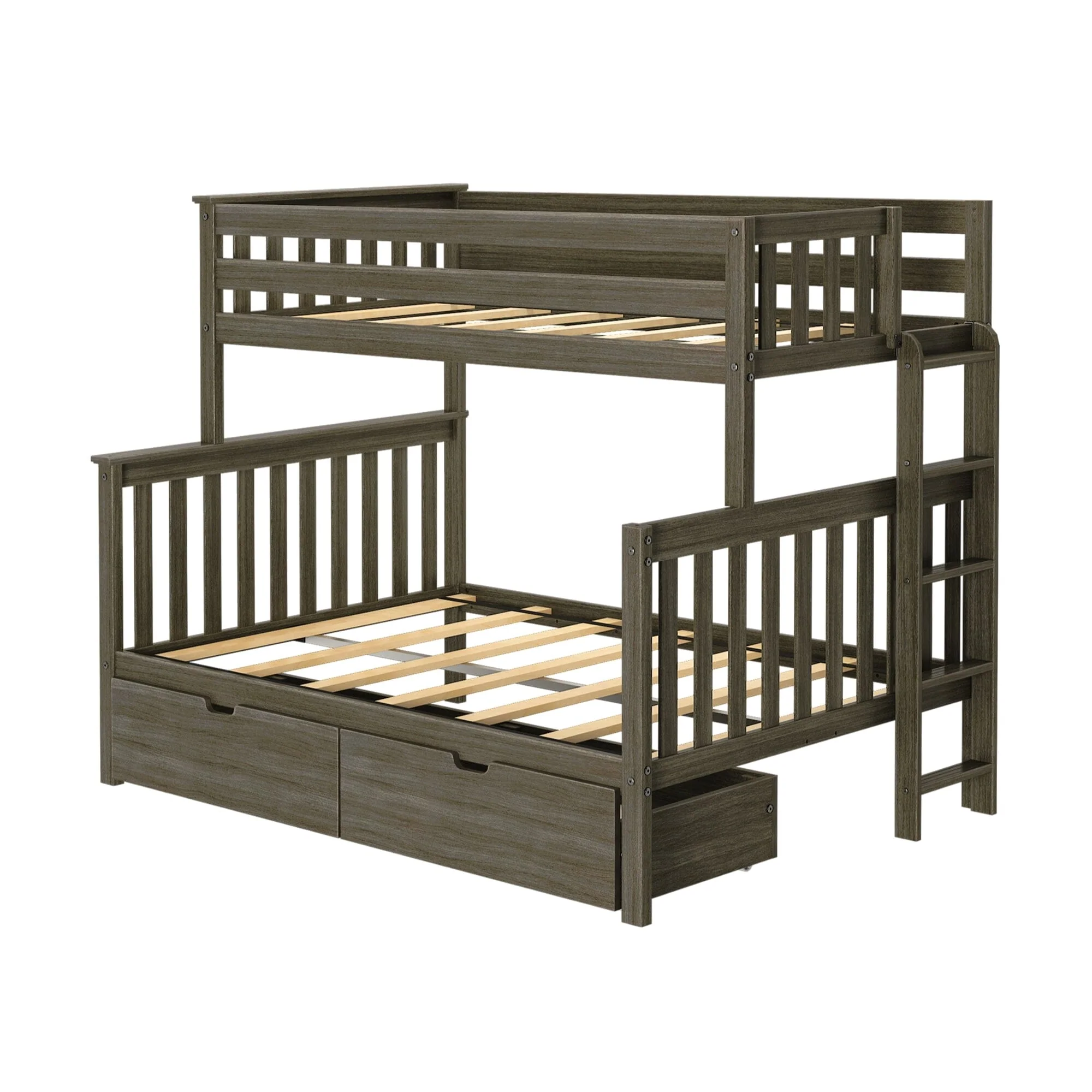Twin Over Full Bunk Bed With Storage Drawers & Ladder on End - Image 12