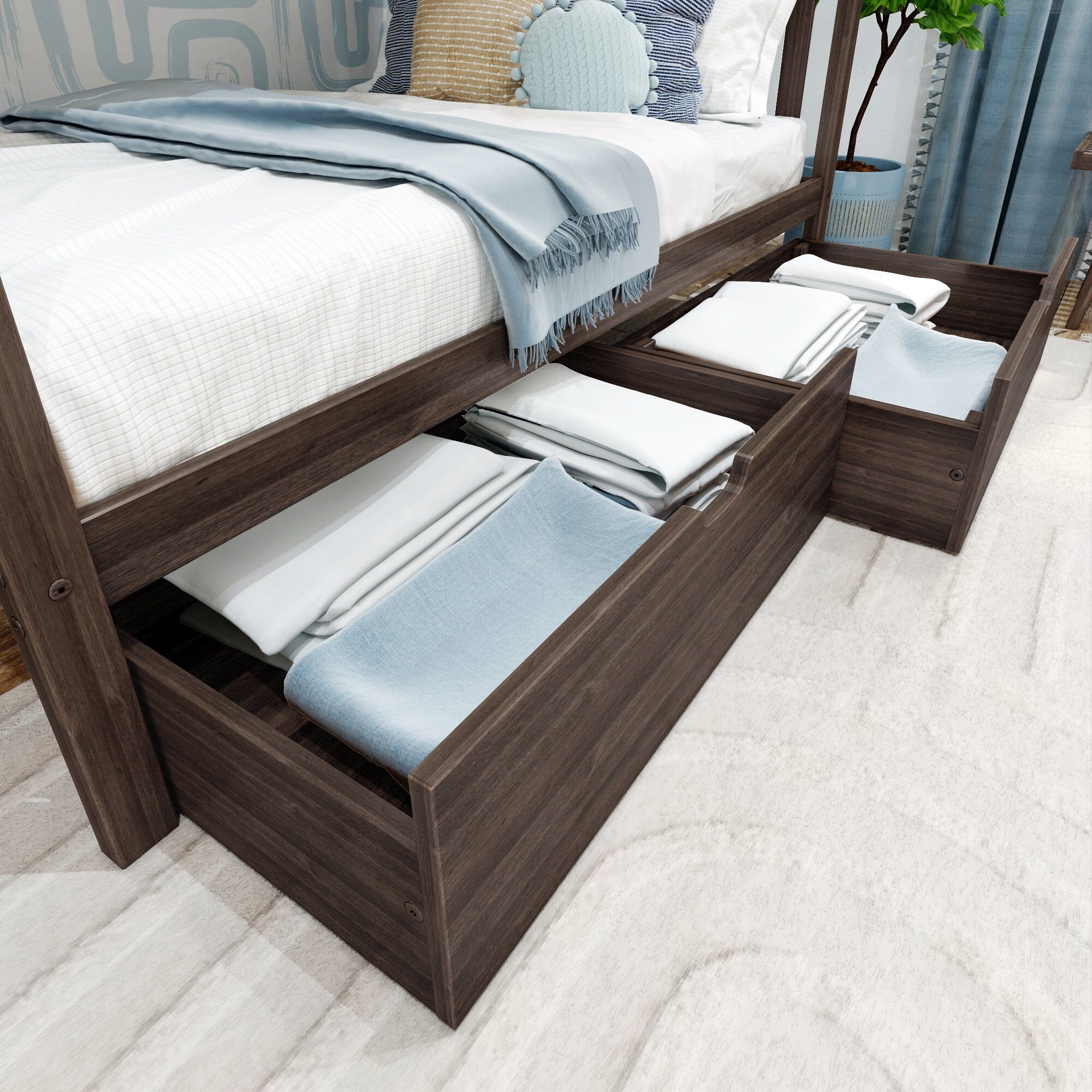 Twin Over Full Bunk Bed With Storage Drawers & Ladder on End - Image 15