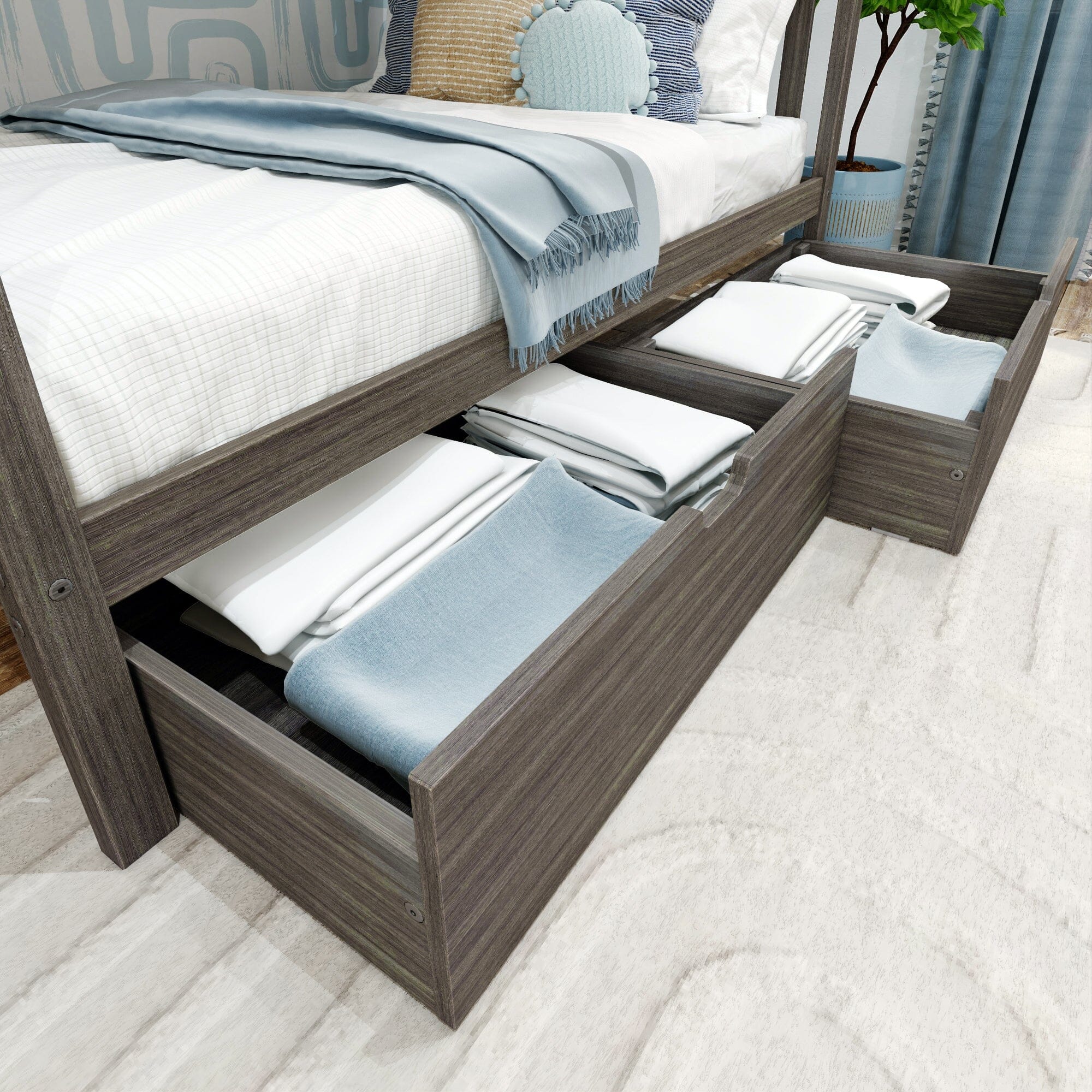 Twin Over Full Bunk Bed With Storage Drawers & Ladder on End - Image 16