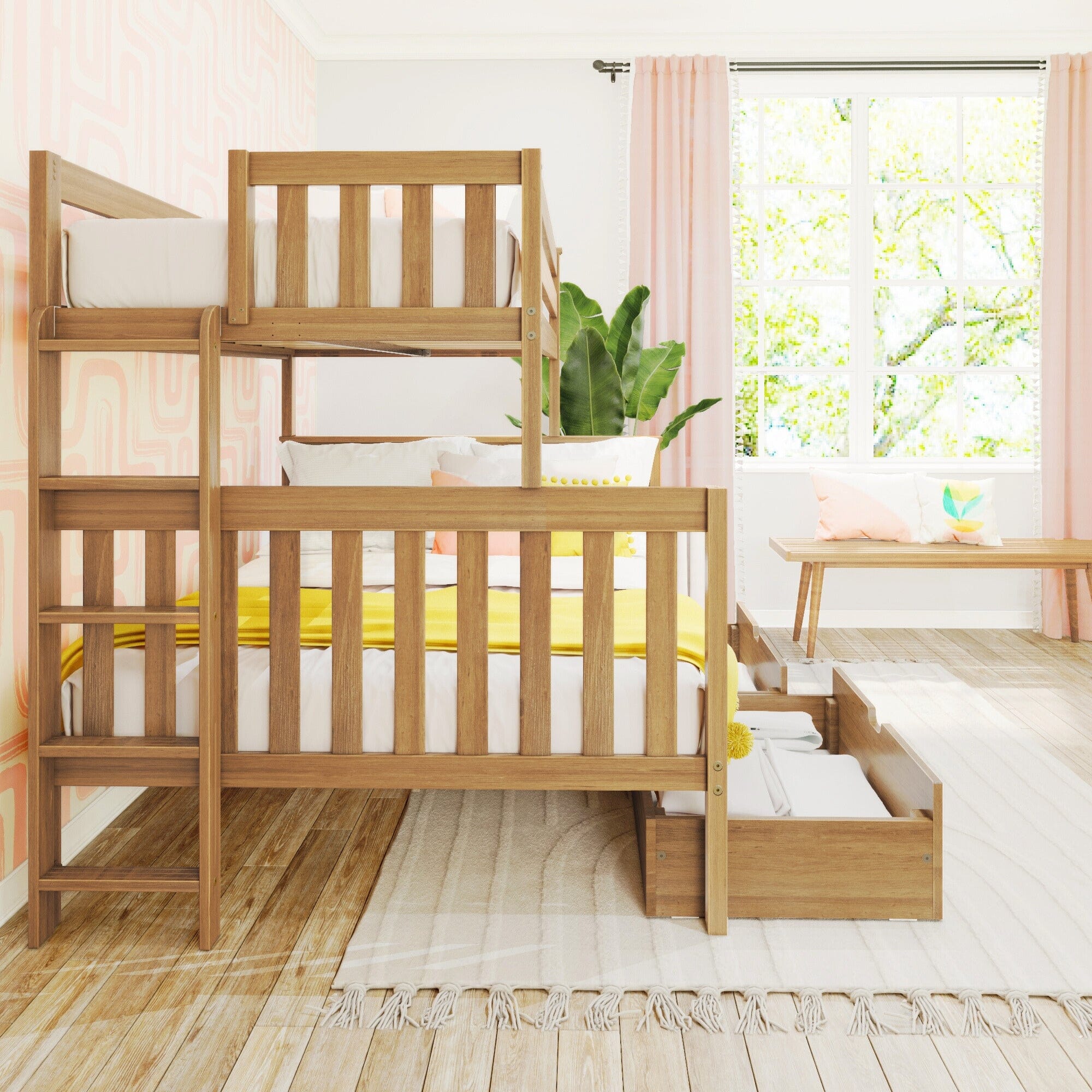 Twin Over Full Bunk Bed With Storage Drawers & Ladder on End - Image 22
