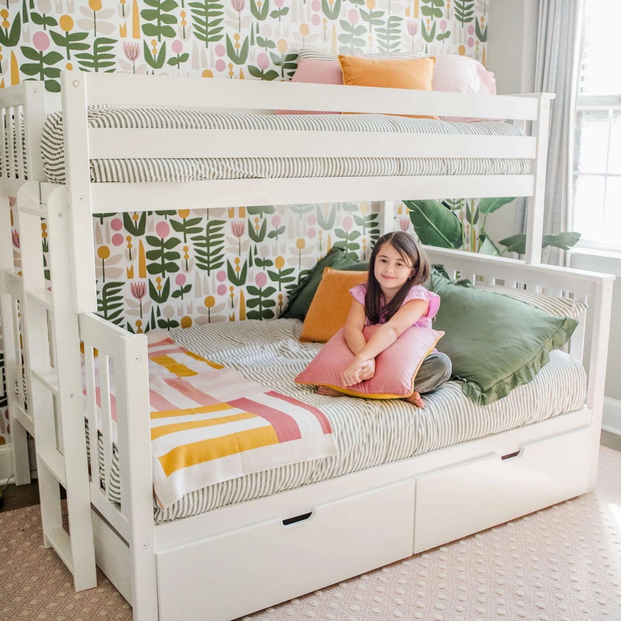 Twin Over Full Bunk Bed With Storage Drawers & Ladder on End - Image 25