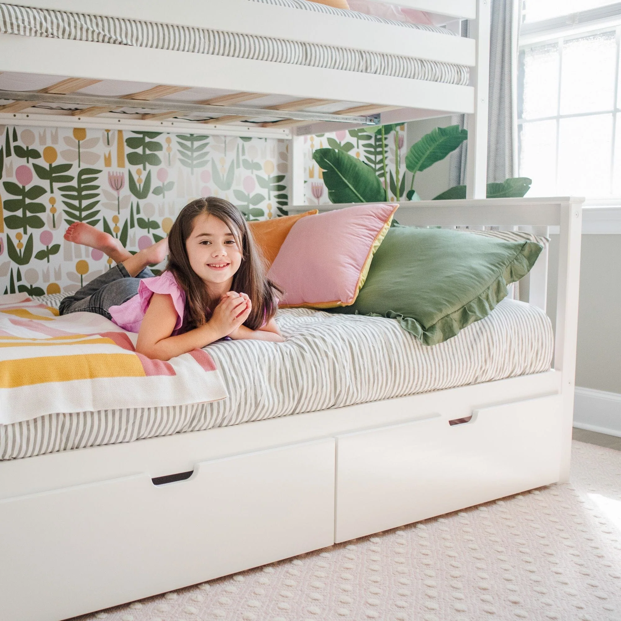 Twin Over Full Bunk Bed With Storage Drawers & Ladder on End - Image 27