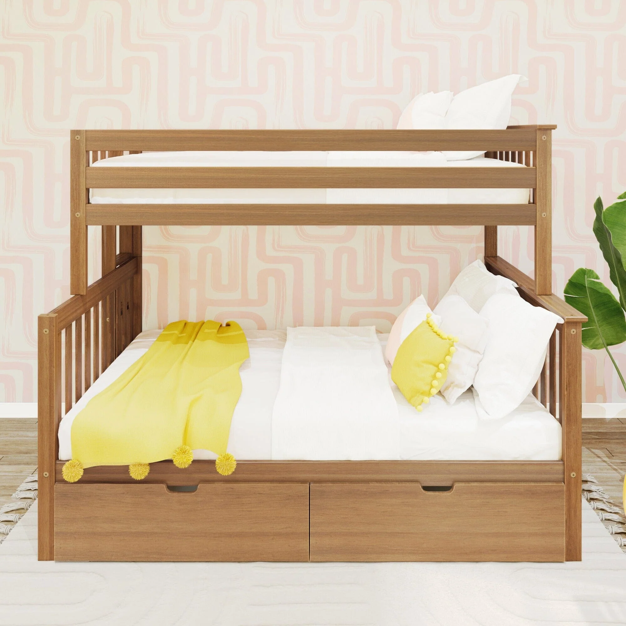 Twin Over Full Bunk Bed With Storage Drawers & Ladder on End - Image 6