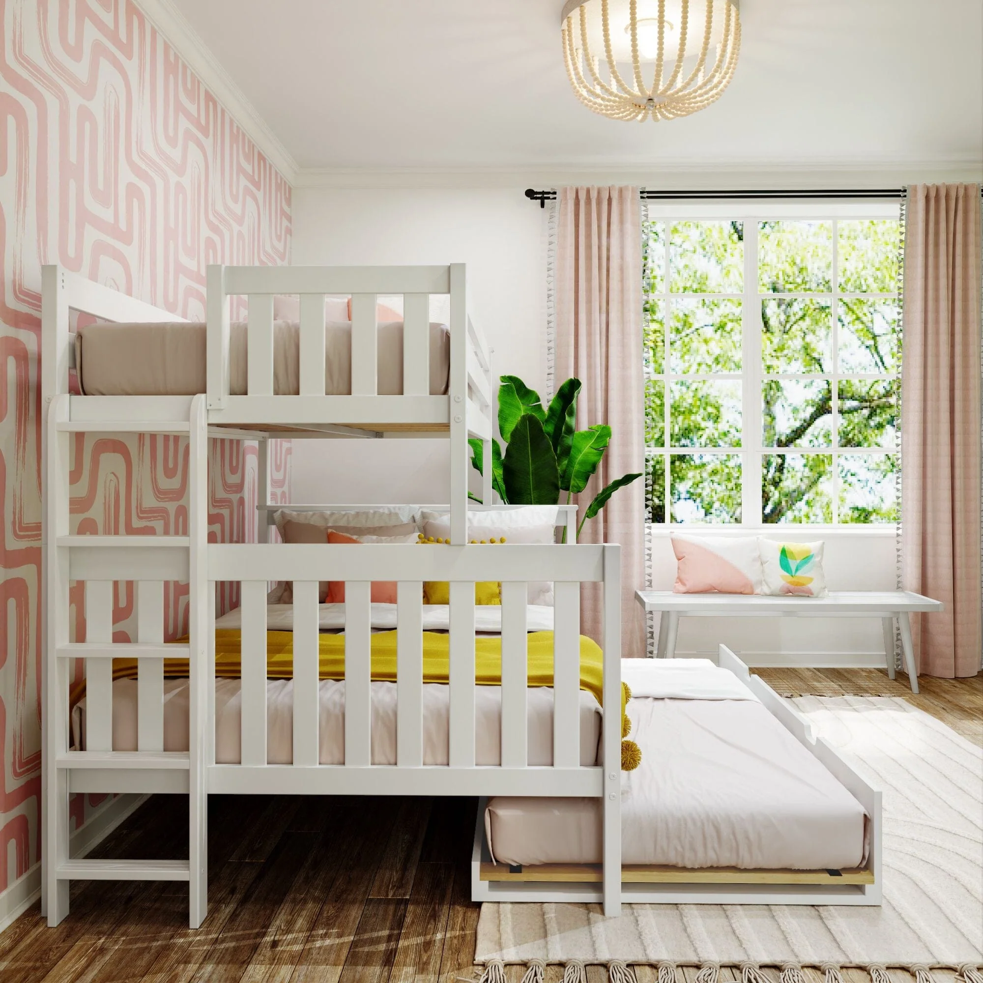 Twin Over Full Bunk Bed With Ladder on End & Trundle - Image 21
