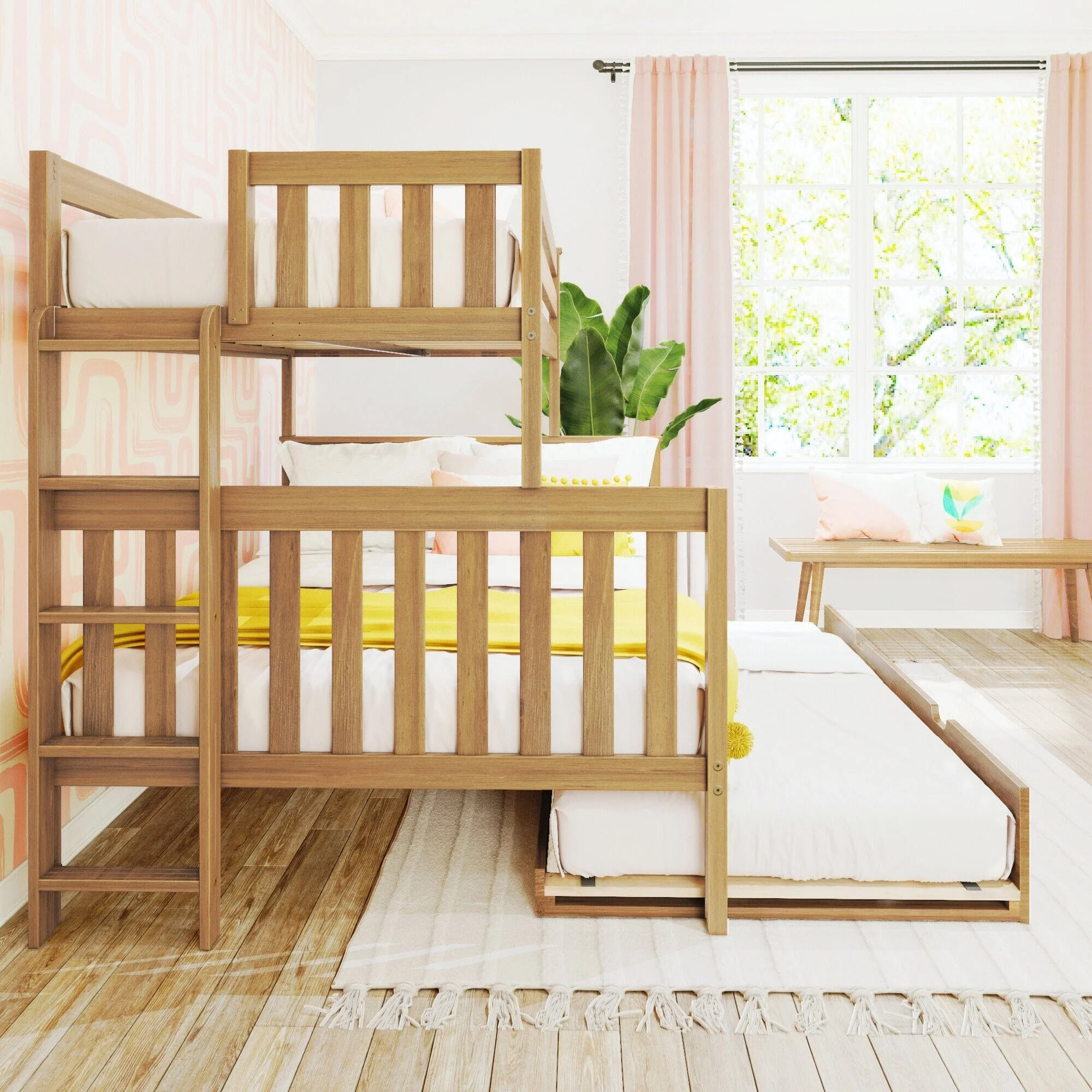 Twin Over Full Bunk Bed With Ladder on End & Trundle - Image 23