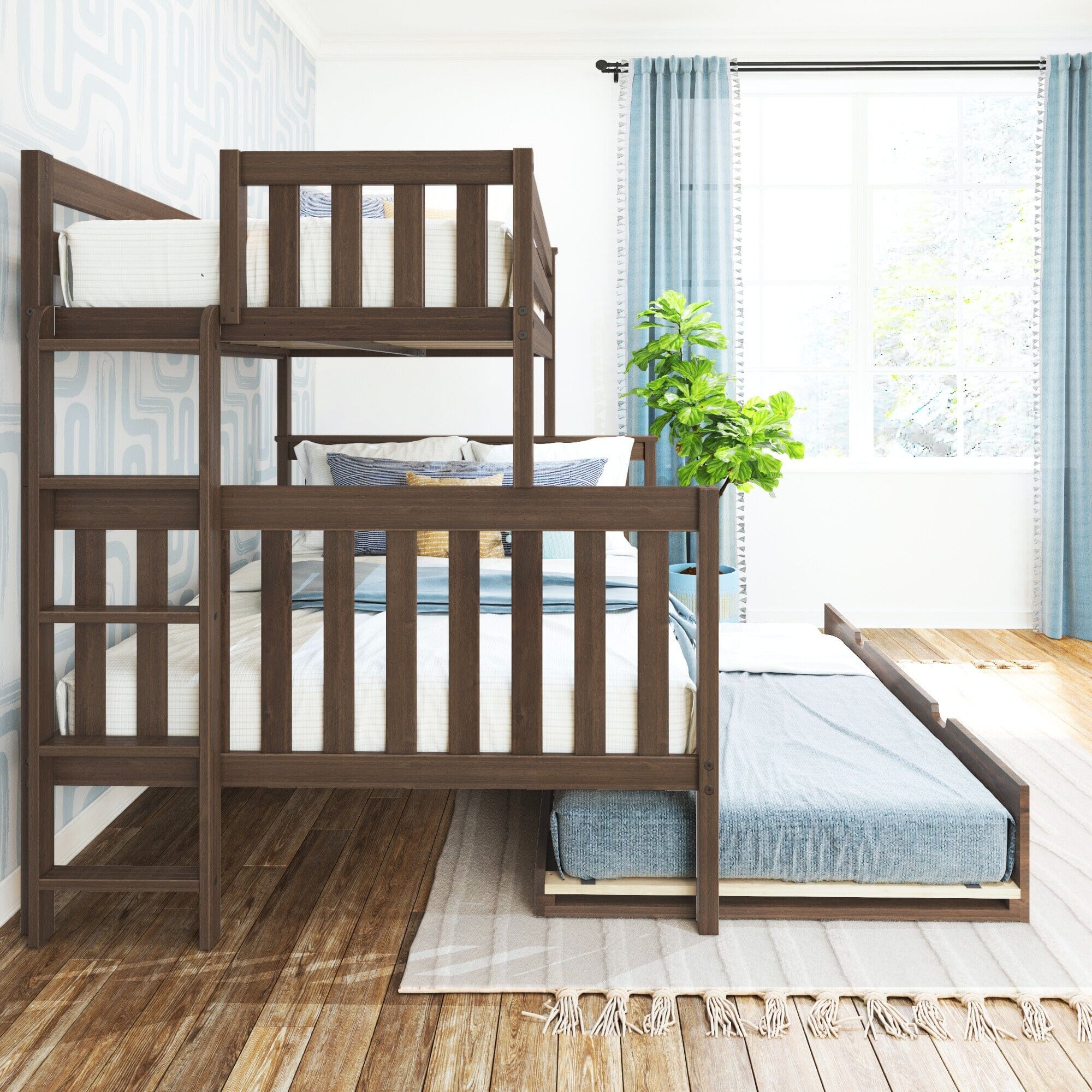 Twin Over Full Bunk Bed With Ladder on End & Trundle - Image 24