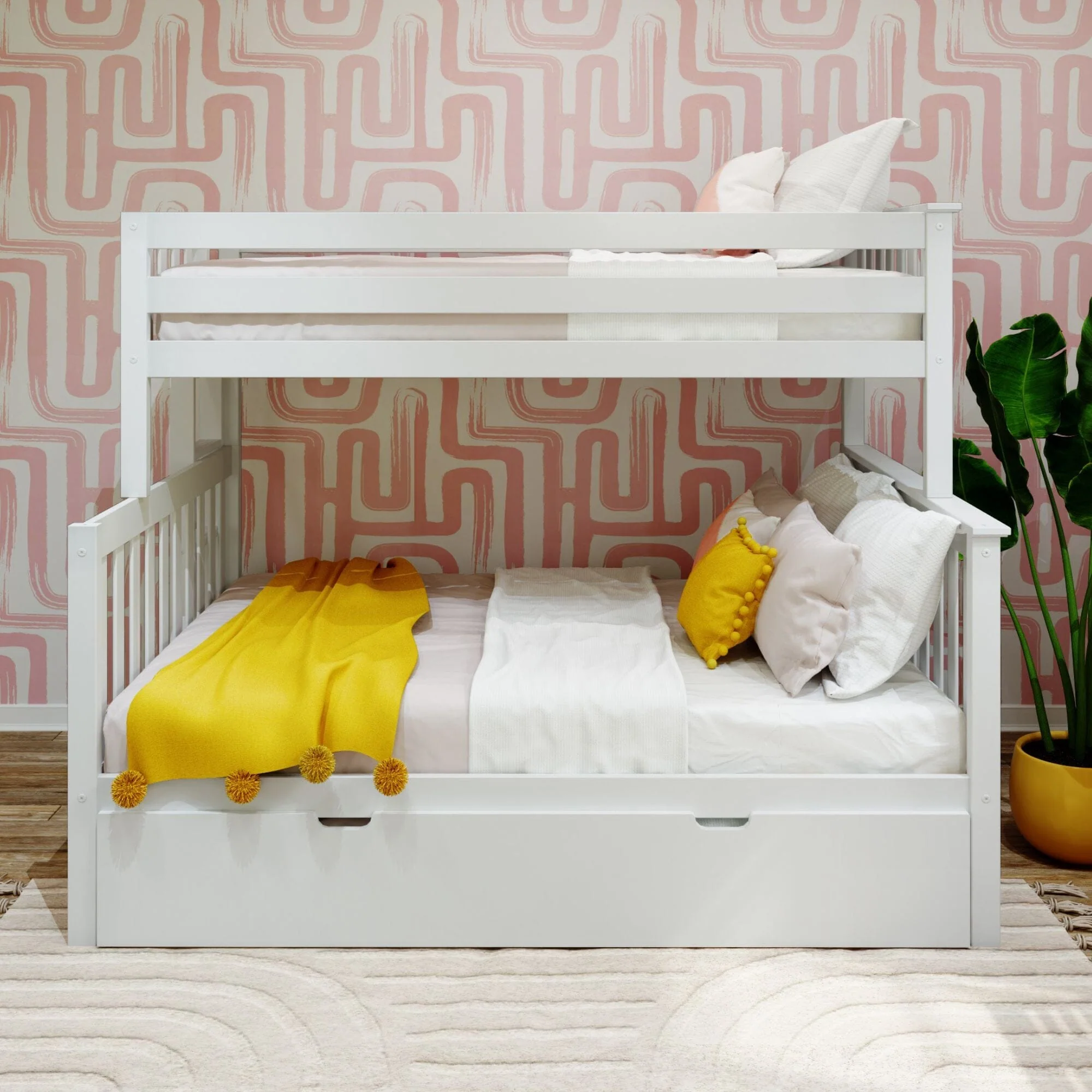 Twin Over Full Bunk Bed With Ladder on End & Trundle - Image 5