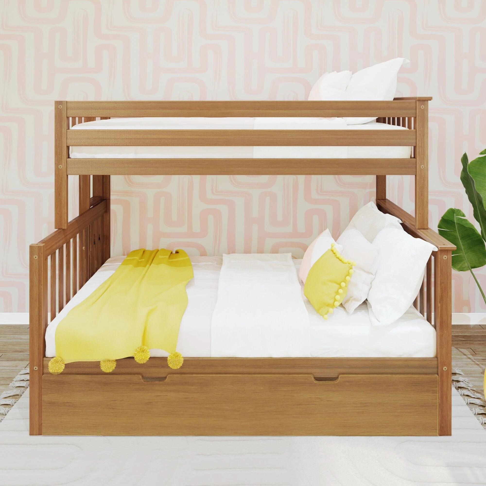 Twin Over Full Bunk Bed With Ladder on End & Trundle - Image 7