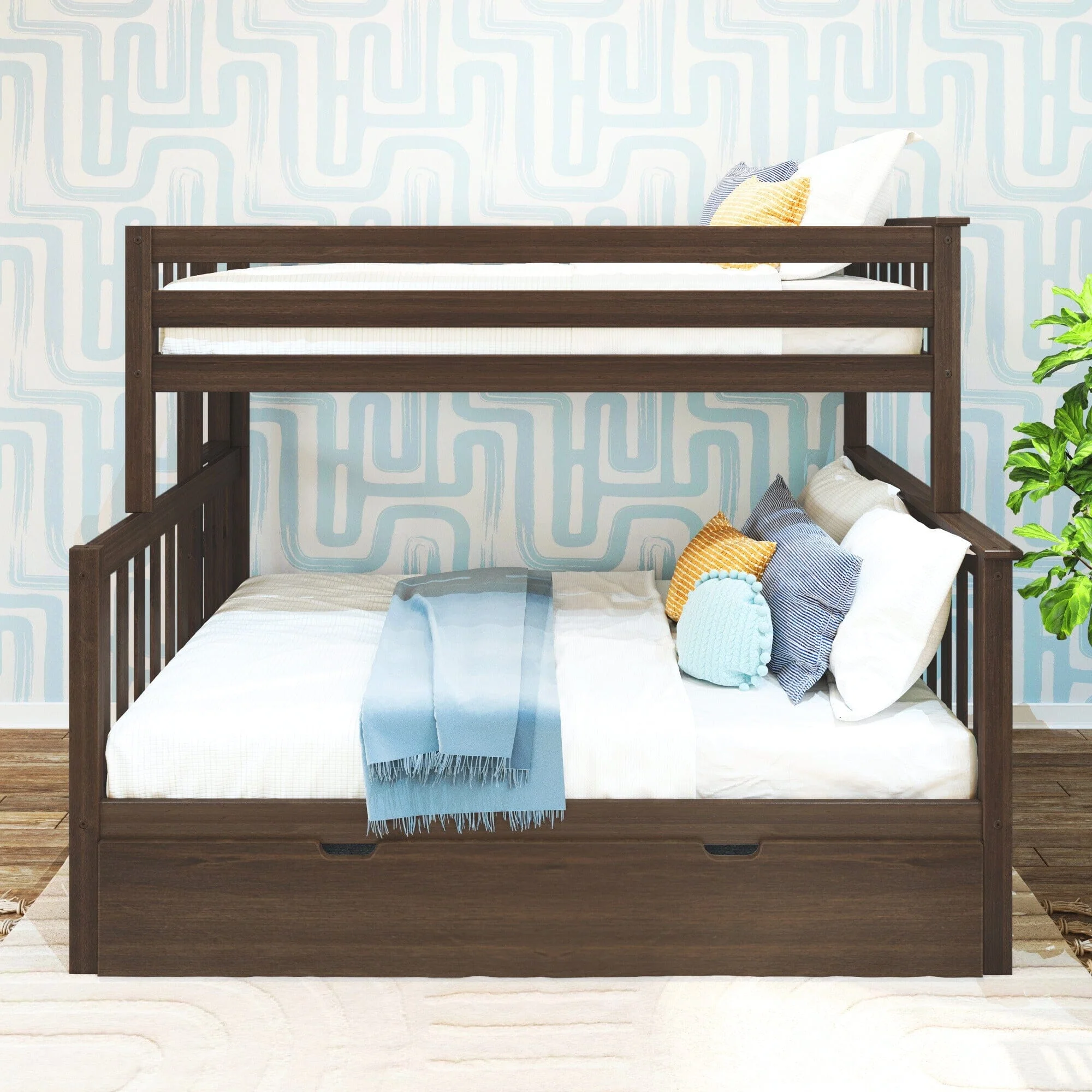 Twin Over Full Bunk Bed With Ladder on End & Trundle - Image 8
