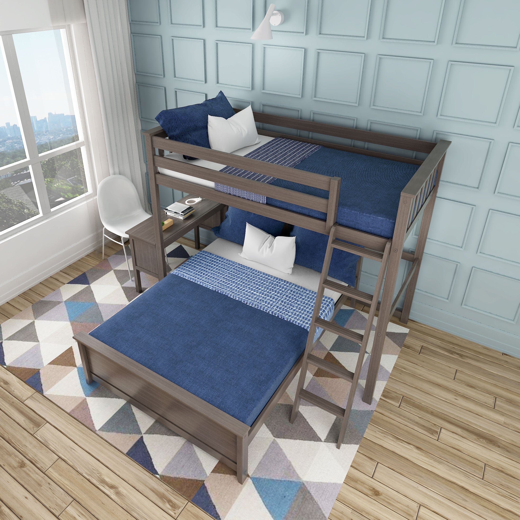 Twin Over Full L-Shaped Bunk Bed With Desk - Image 11