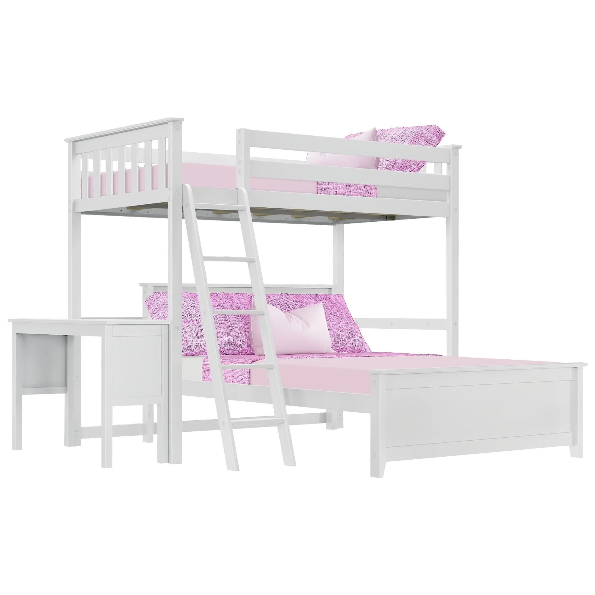 Twin Over Full L-Shaped Bunk Bed With Desk - Image 5