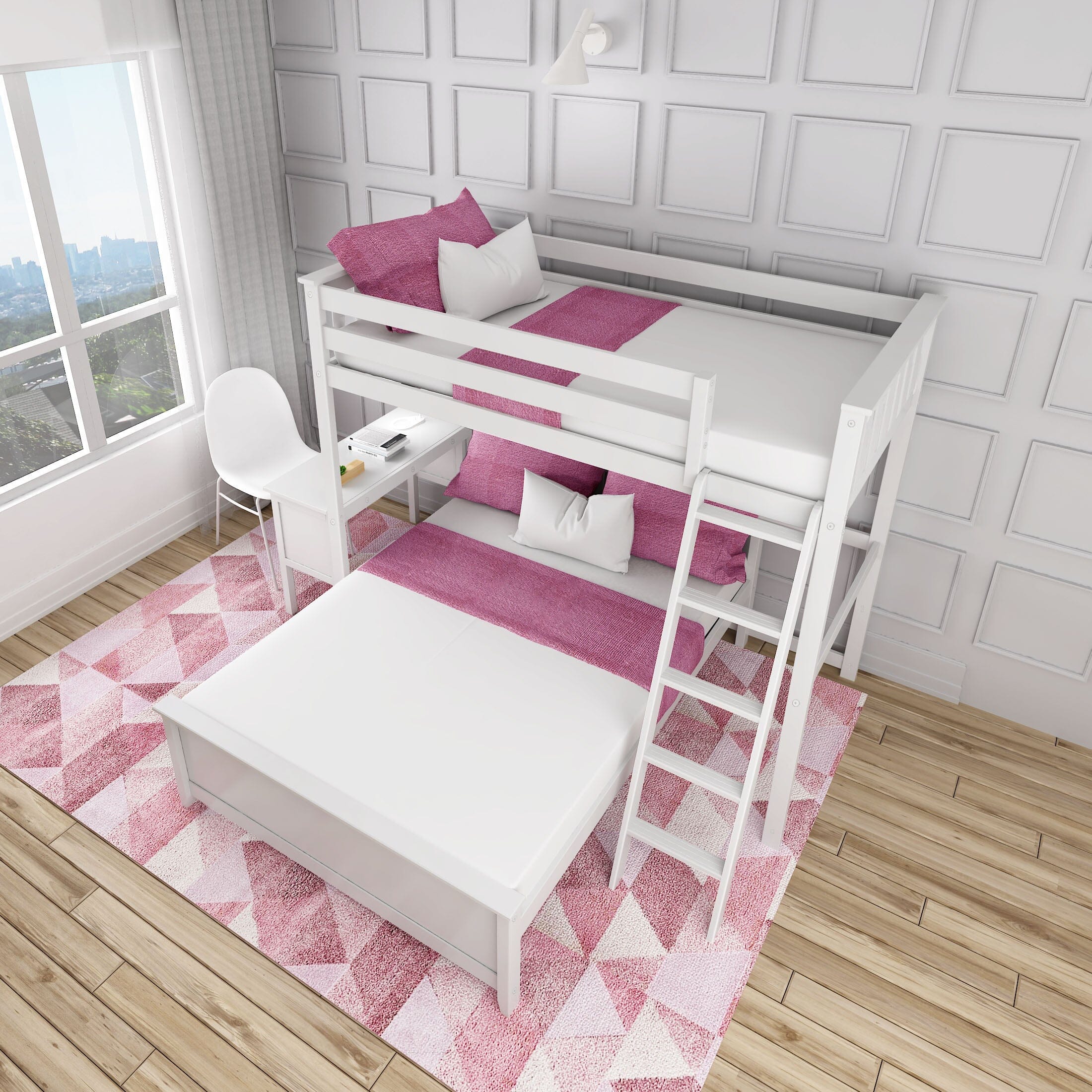 Twin Over Full L-Shaped Bunk Bed With Desk - Image 9