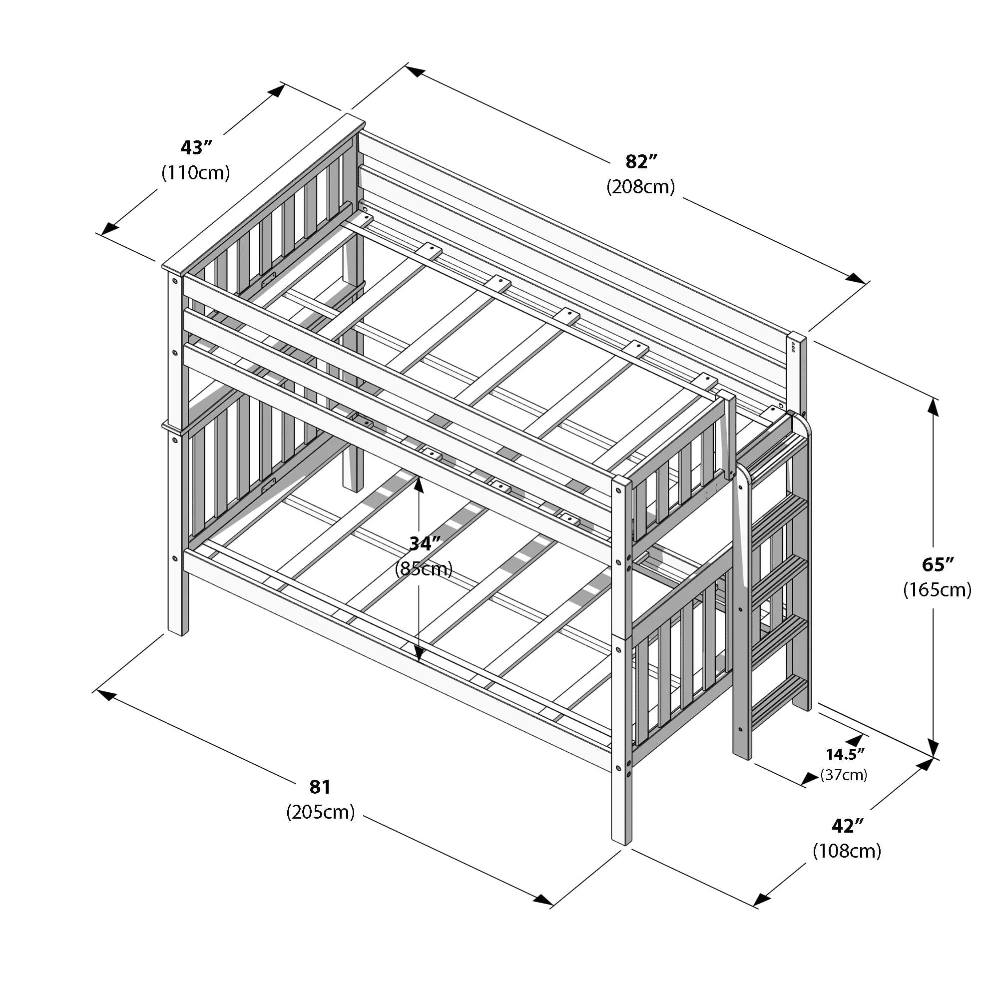 Twin Over Twin Bunk Bed With Ladder on End - Image 32