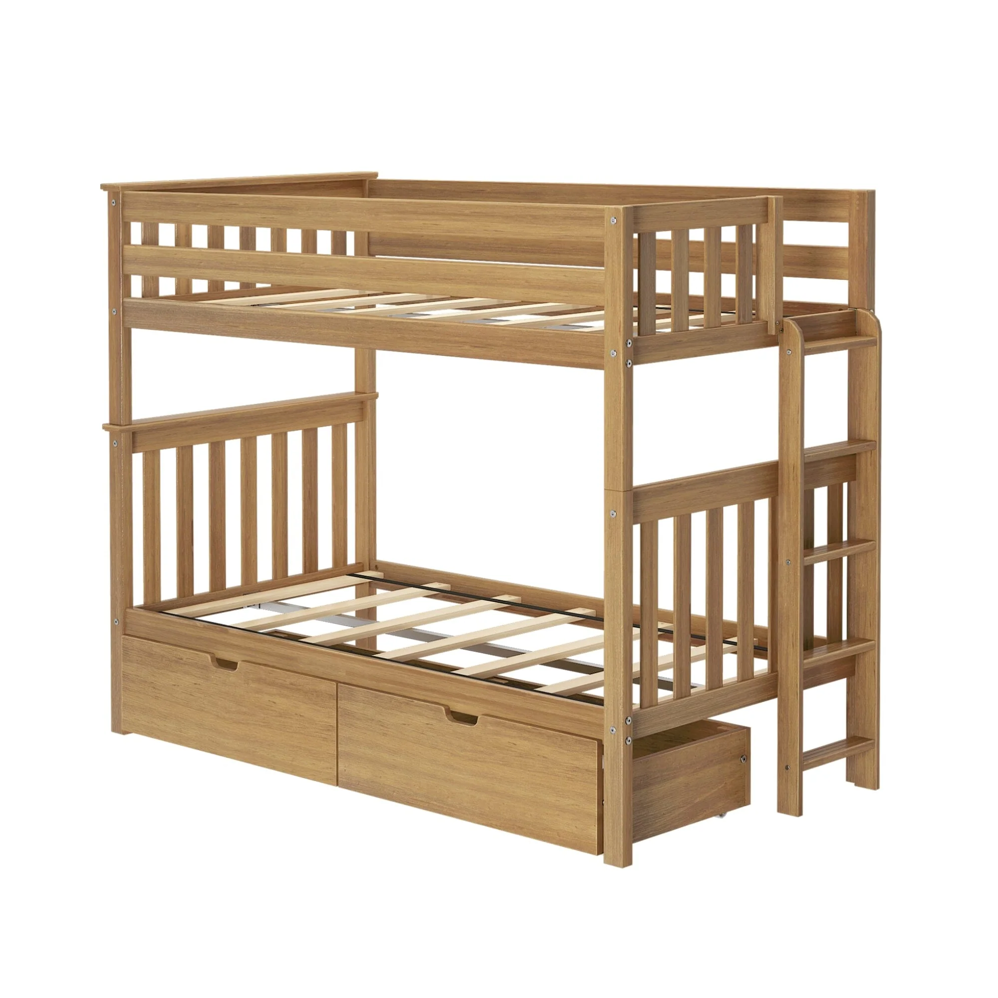 Twin Over Twin Bunk Bed With Storage Drawers & Ladder on End - Image 10