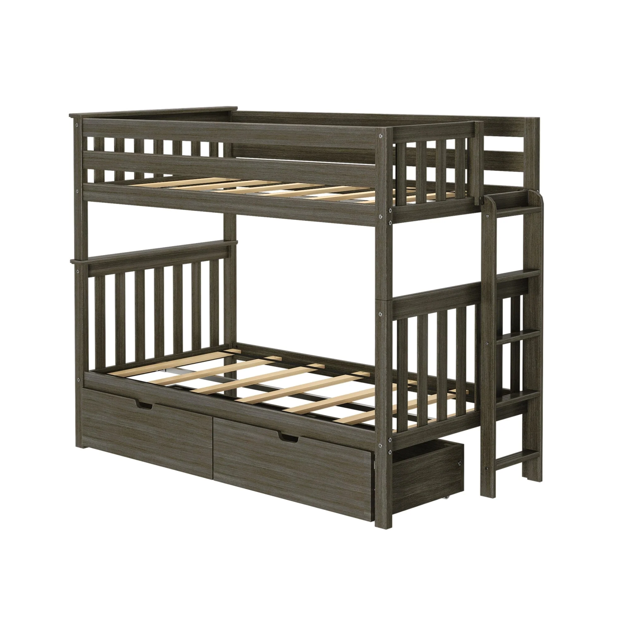 Twin Over Twin Bunk Bed With Storage Drawers & Ladder on End - Image 11