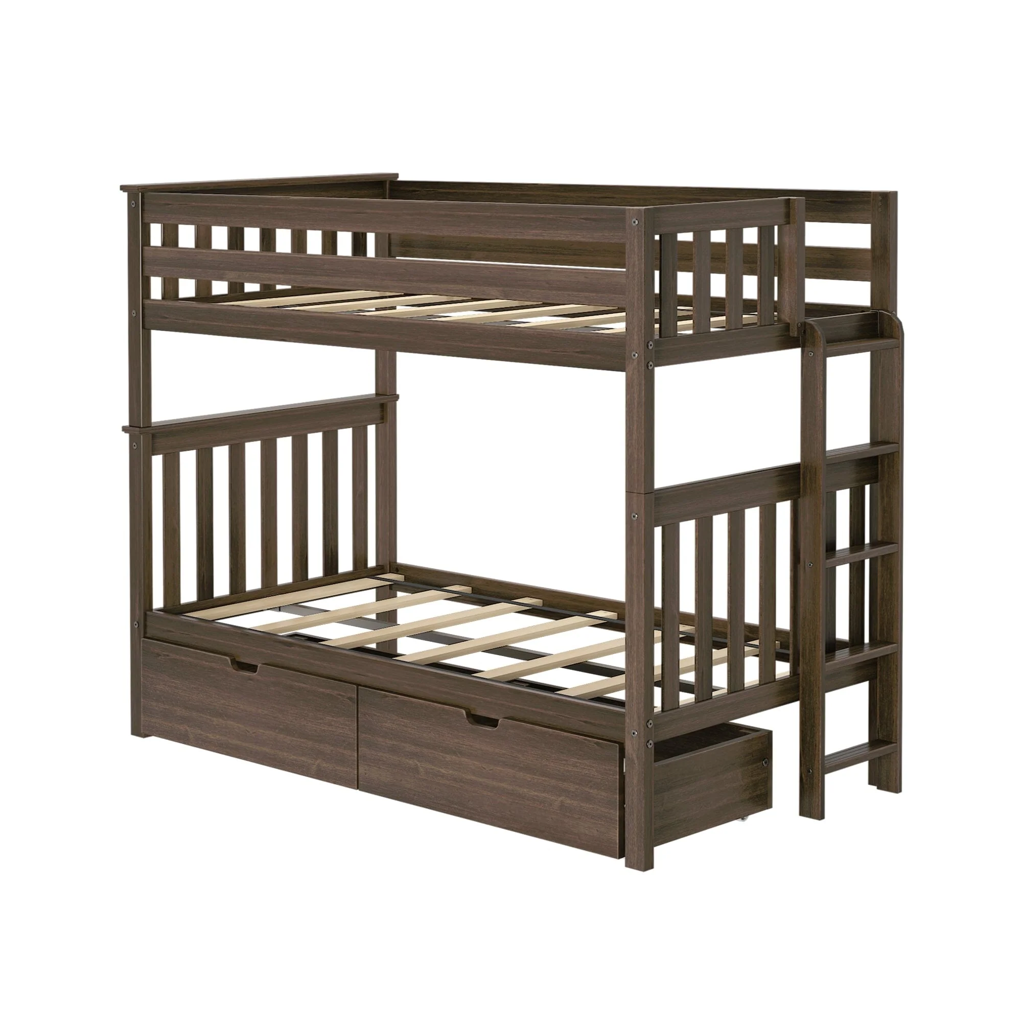 Twin Over Twin Bunk Bed With Storage Drawers & Ladder on End - Image 12