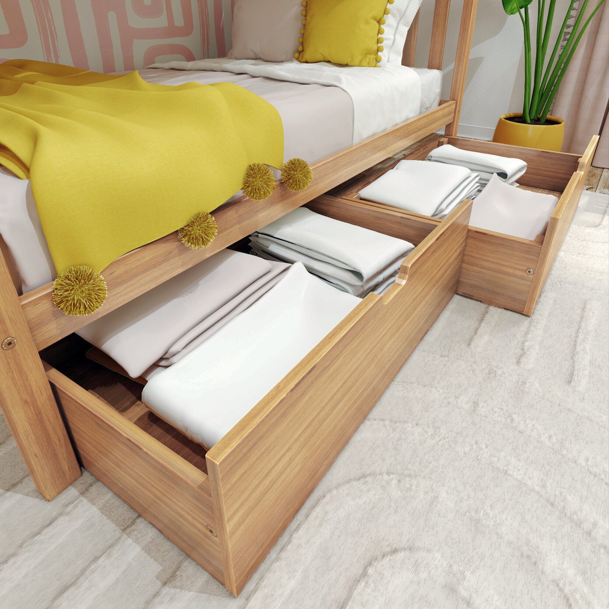 Twin Over Twin Bunk Bed With Storage Drawers & Ladder on End - Image 14