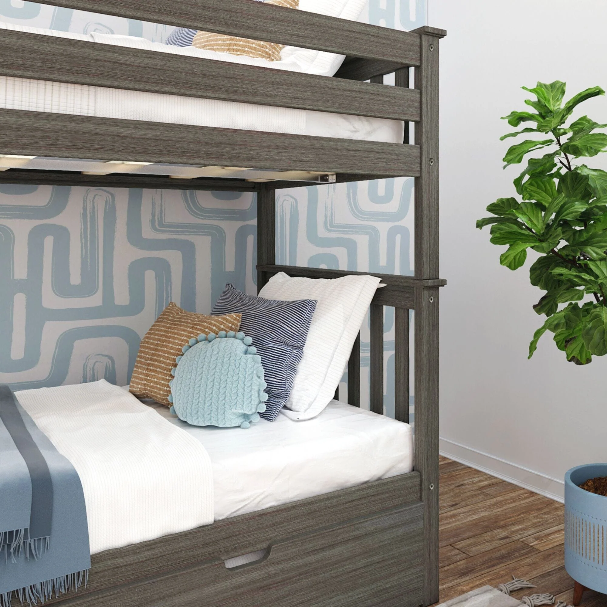 Twin Over Twin Bunk Bed With Trundle & Ladder on End - Image 14