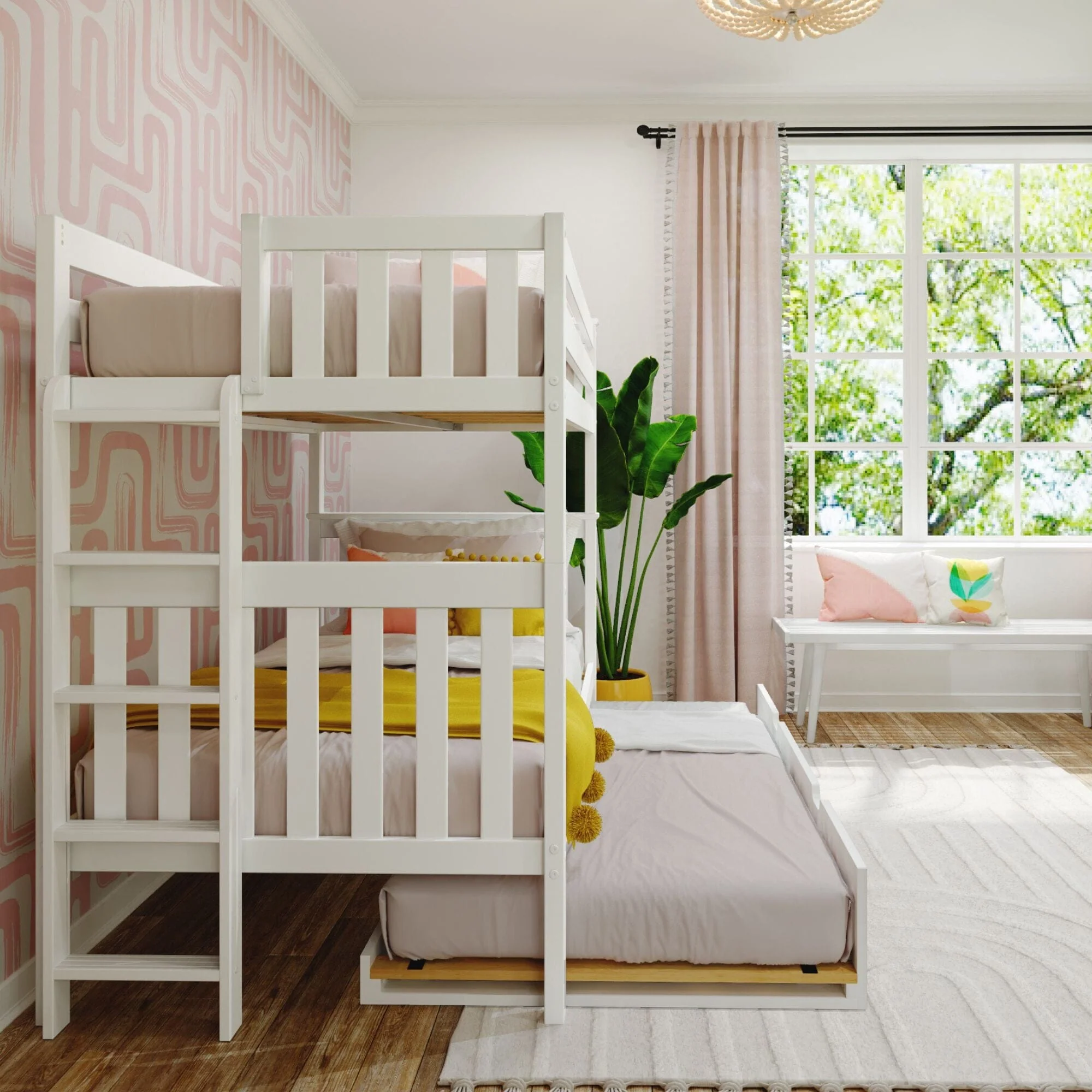 Twin Over Twin Bunk Bed With Trundle & Ladder on End - Image 21
