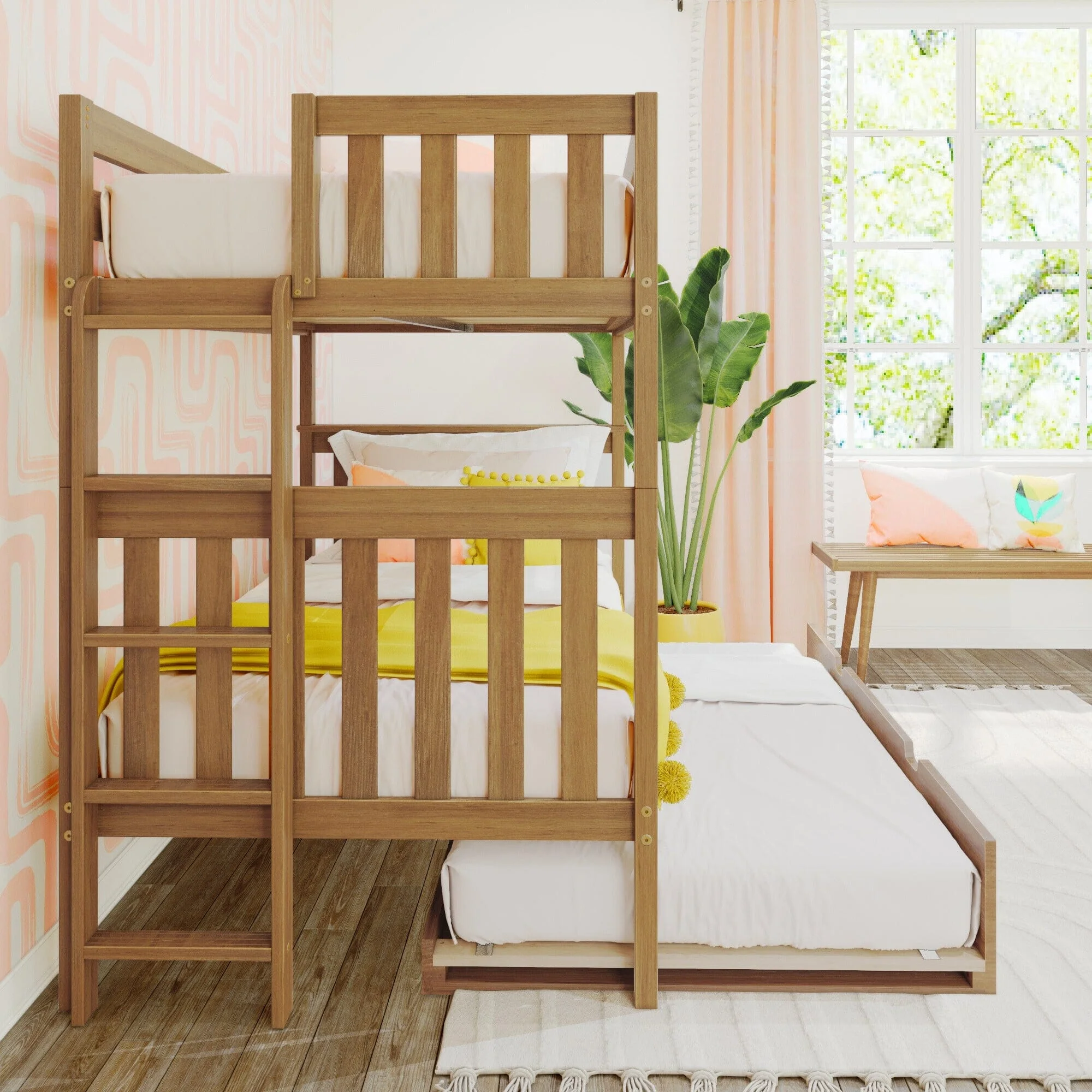 Twin Over Twin Bunk Bed With Trundle & Ladder on End - Image 23